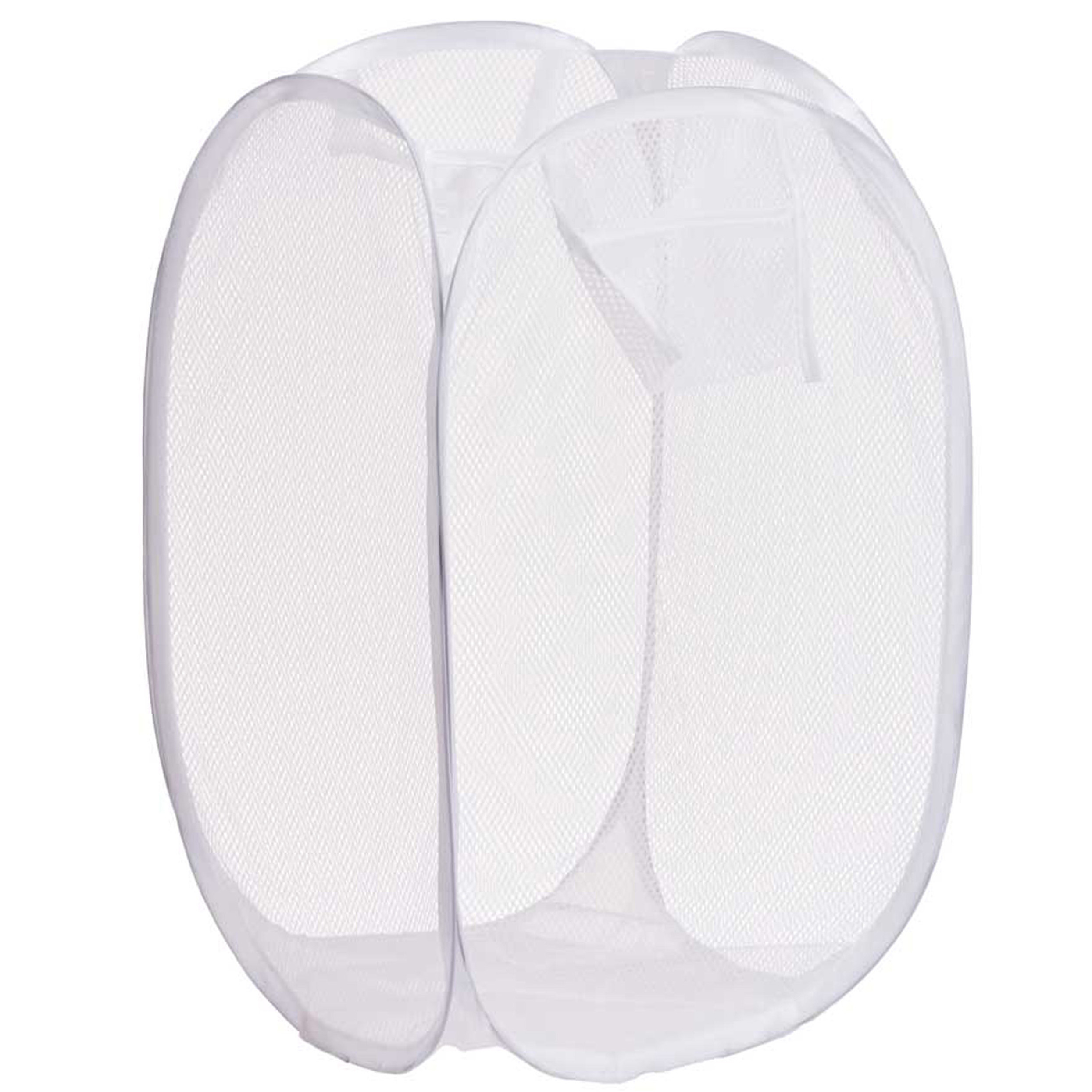 Wasmand flexibel/opvouwbaar - wit - nylon - 36 x 36 x 58 cm - 64 liter -