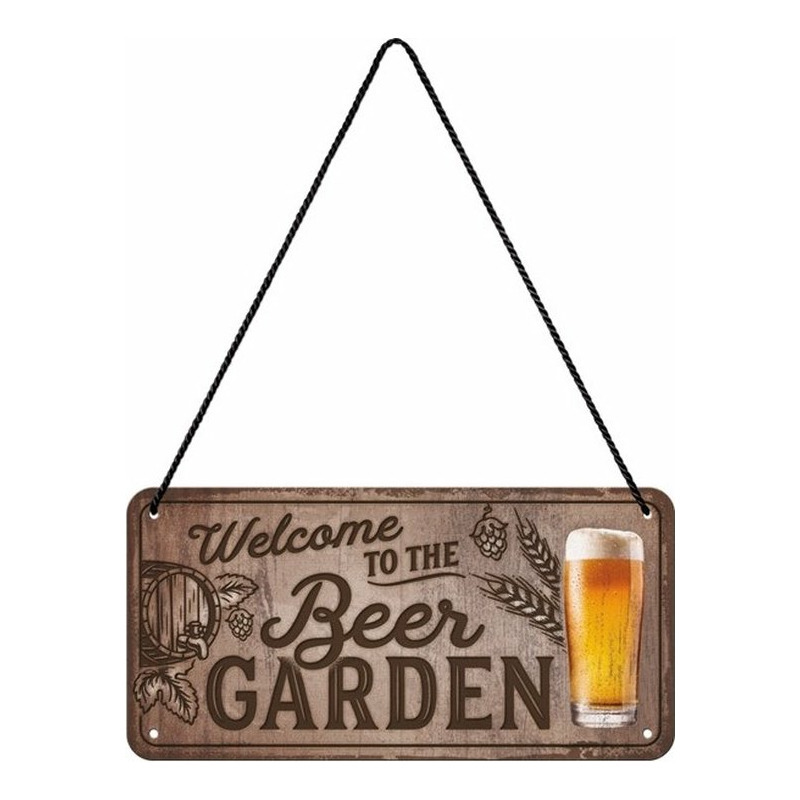 Nostalgic Art wandbord/muurplaatje - metaal - Beer garden - 10 x 20 cm - mancave -
