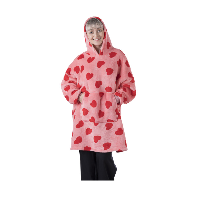 Oversized hoodie hartjes - one size - polyester