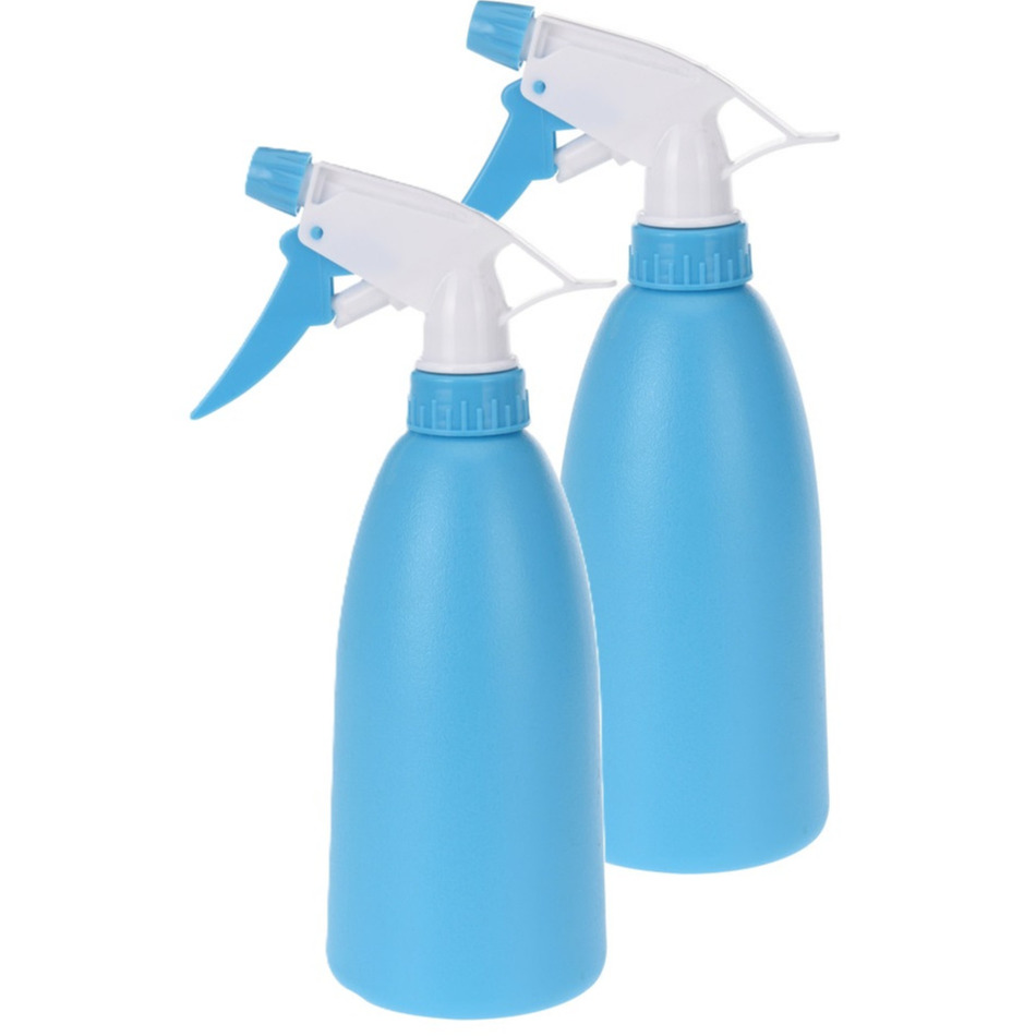 Plantenspuit - 2x - blauw - 480 ml - kunststof - 11 x 8 x 23 cm - plantensproeier -
