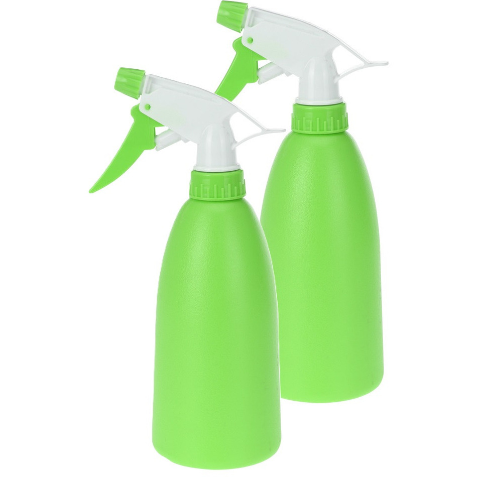 Plantenspuit - 2x - groen - 480 ml - kunststof - 11 x 8 x 23 cm - plantensproeier -