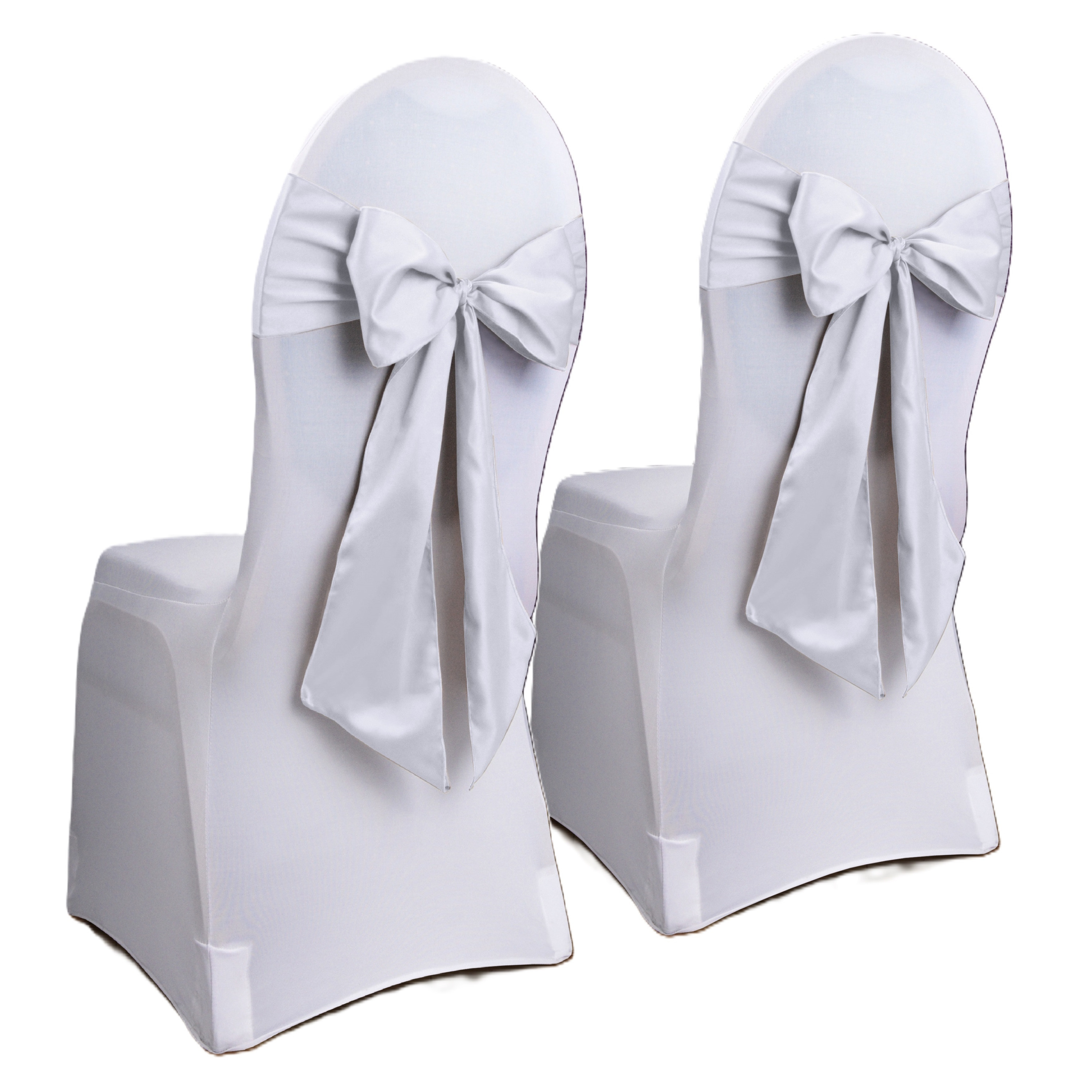 Stoel decoratie strik - 10x - wit - Bruiloft stoel versiering - Satijn sjerp aankleding - 275 cm -