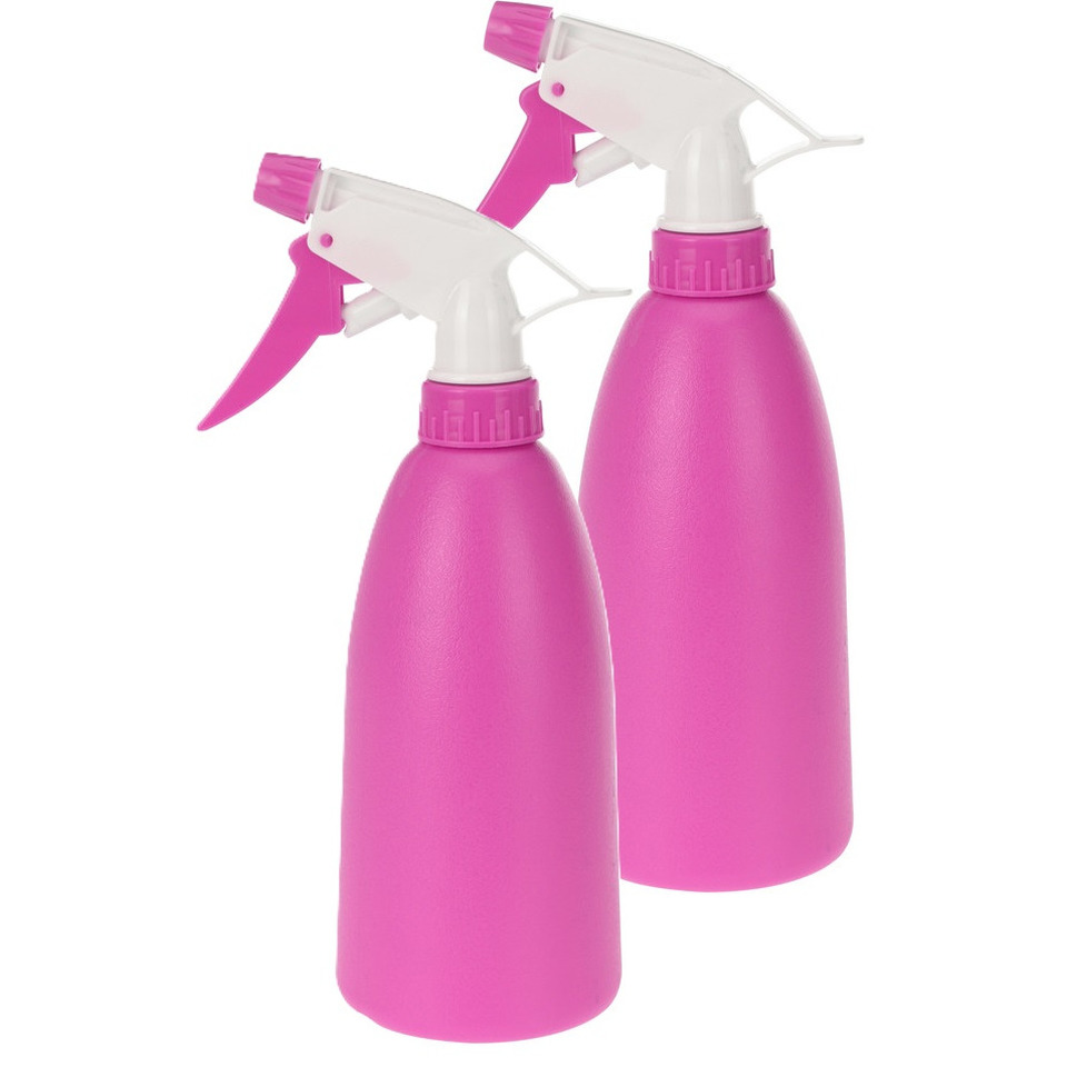 Plantenspuit - 2x - roze - 480 ml - kunststof - 11 x 8 x 23 cm - plantensproeier -