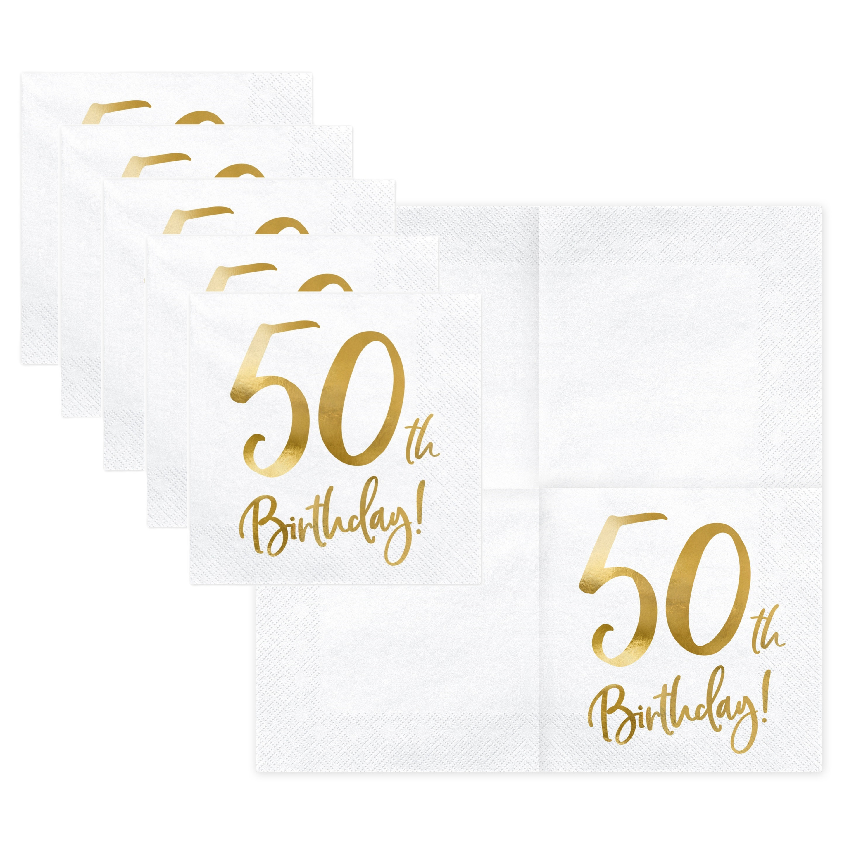 50 Jaar leeftijd verjaardag servetten - 40x - 33 x 33 cm - Wit - Papier - 3-laags - print in goud -