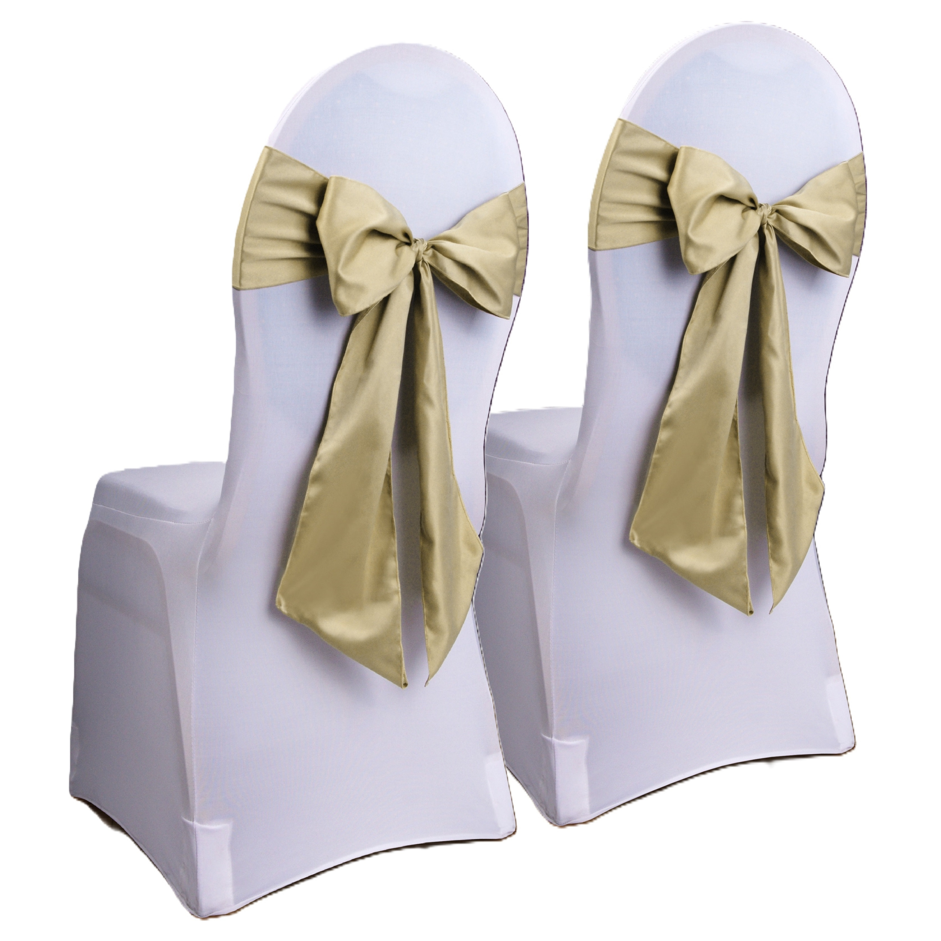 Stoel decoratie strik - 2x - goud - Bruiloft stoel versiering - Satijn sjerp aankleding - 275 cm -