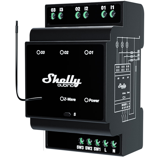 Shelly Qubino Wave Pro 3 schakelaar Z-Wave S800