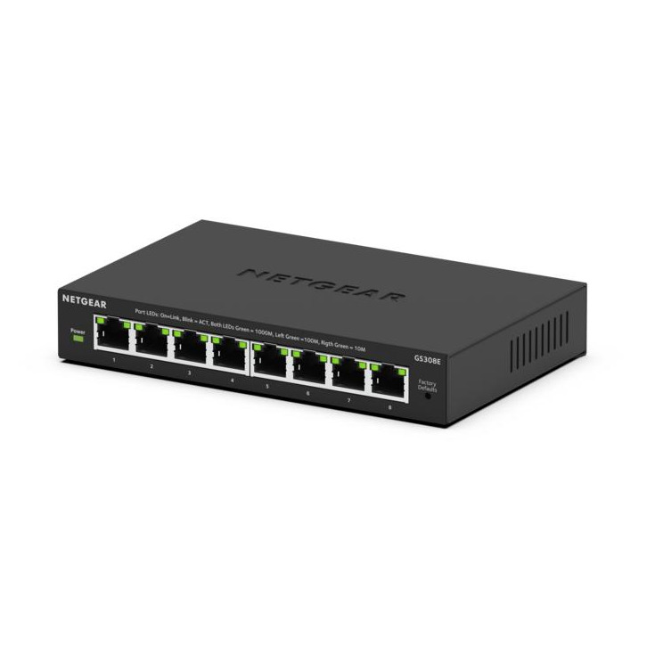 Netgear 8-port Gigabit Plus Switch (GS308Ev4) Switch Zwart