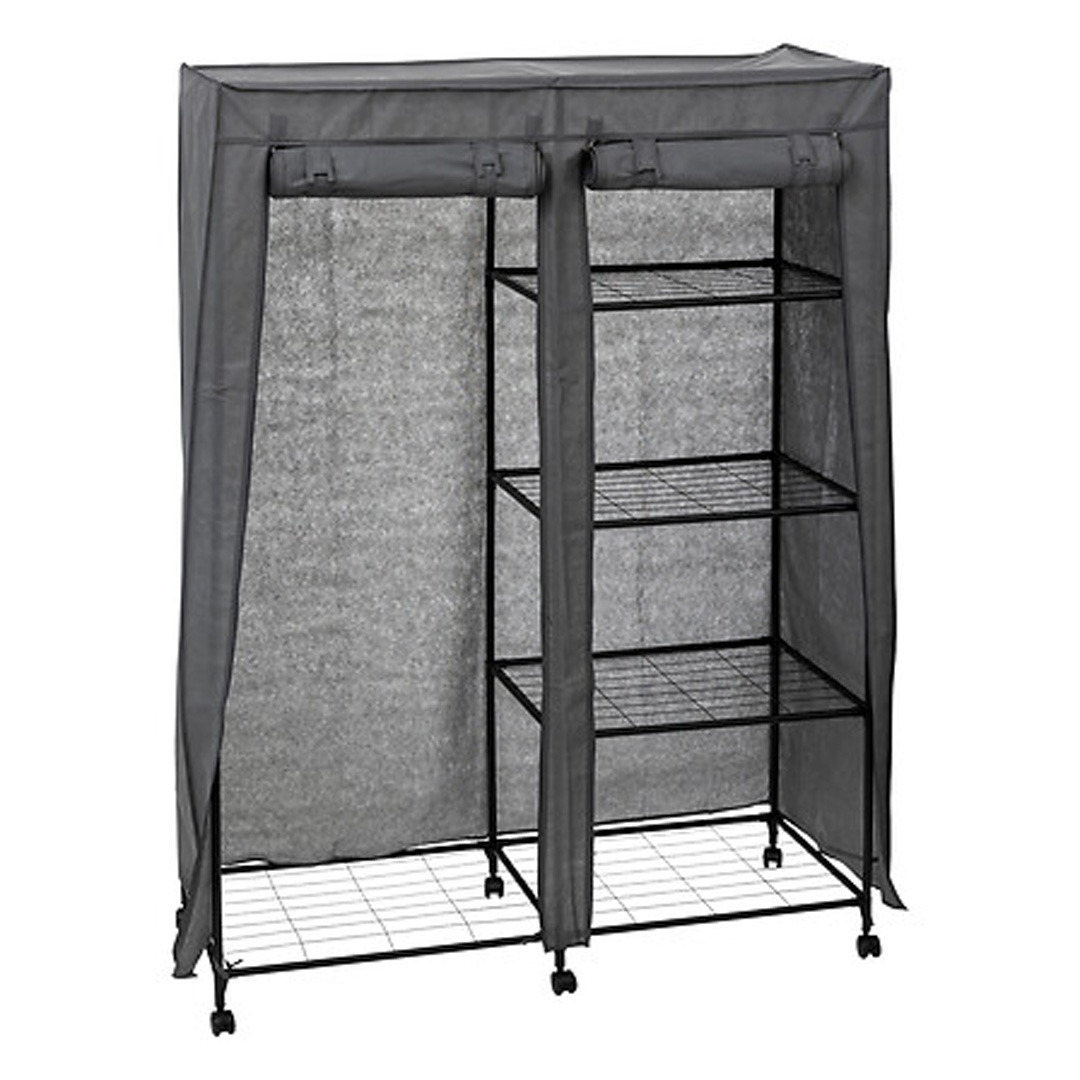 Mobiele kledingkast - opvouwbaar - zwart - kunststof - 120 x 50 x 168 cm - hang en leg opties -