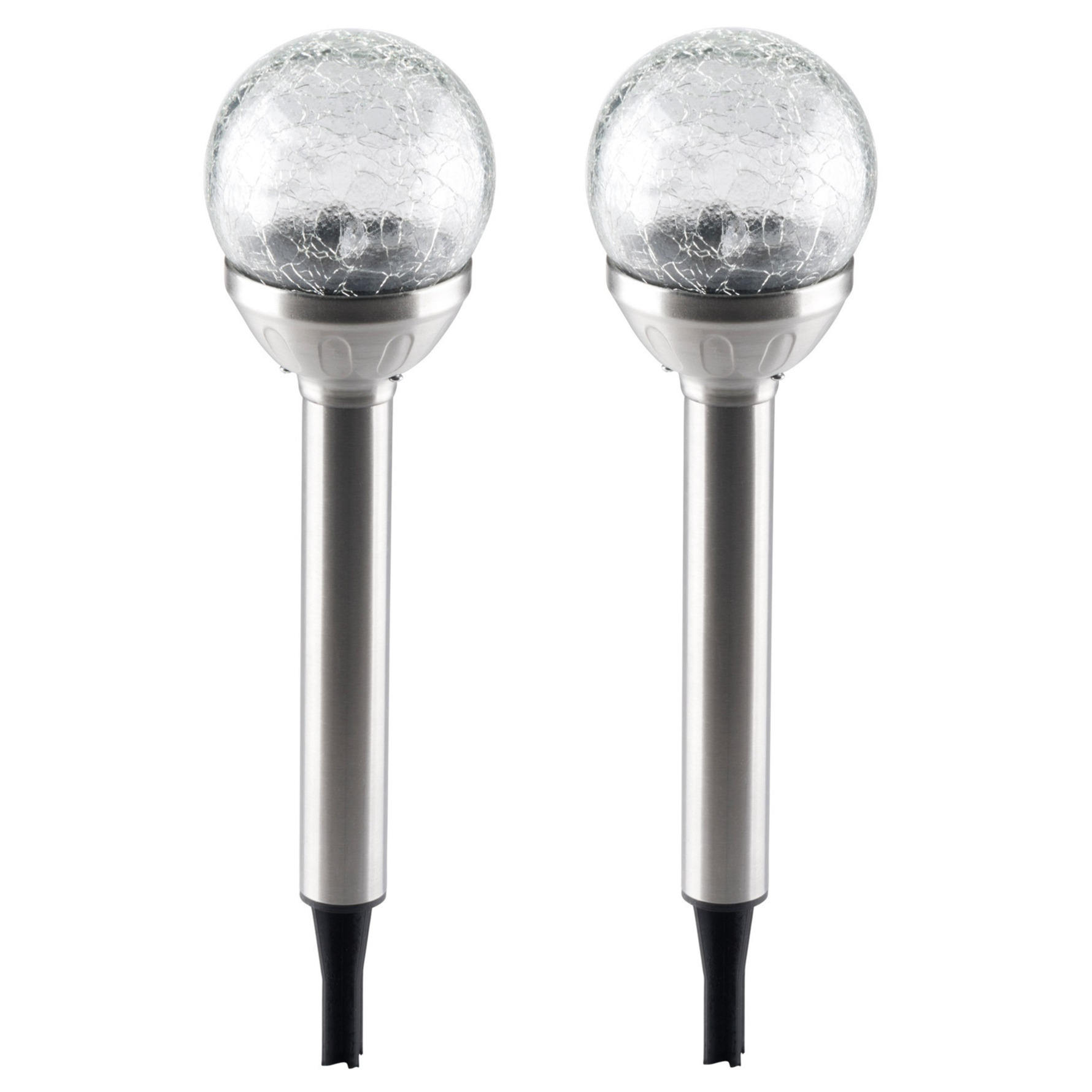 Solar tuinlamp - 2x - glazen bol - op zonne-energie - 25 cm - tuinverlichting -
