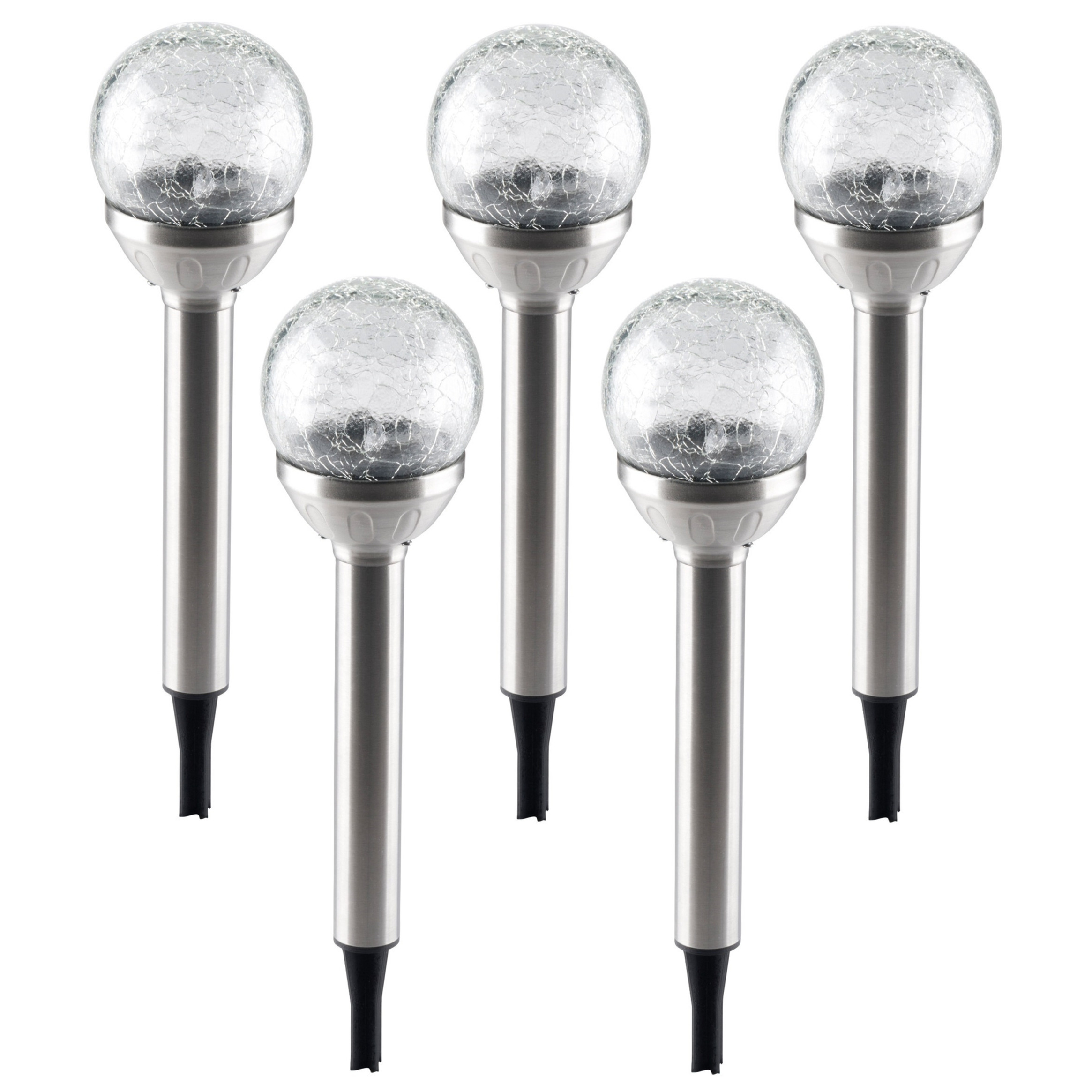 Solar tuinlamp - 5x - glazen bol - op zonne-energie - 25 cm - tuinverlichting -