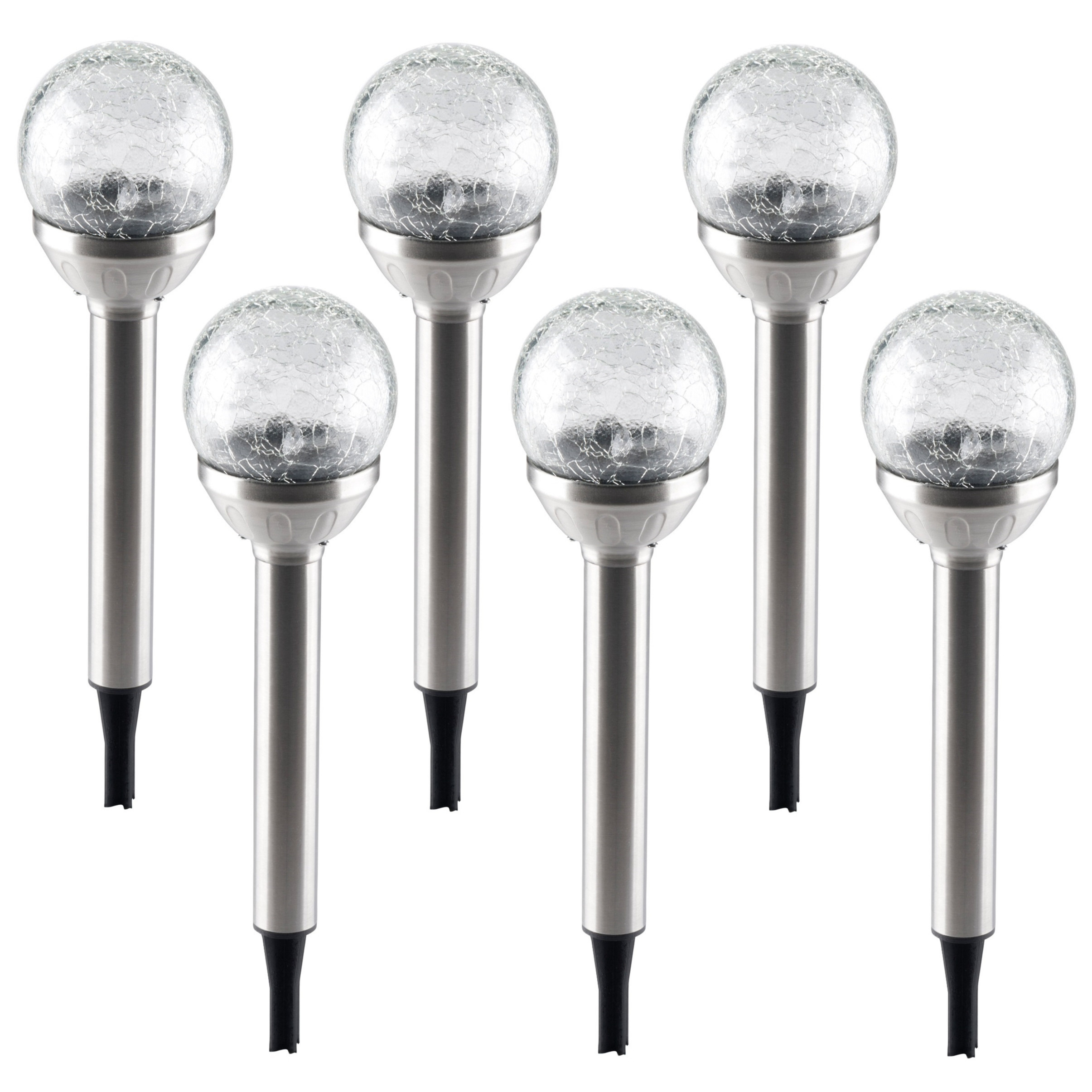 Solar tuinlamp - 6x - glazen bol - op zonne-energie - 25 cm - tuinverlichting -