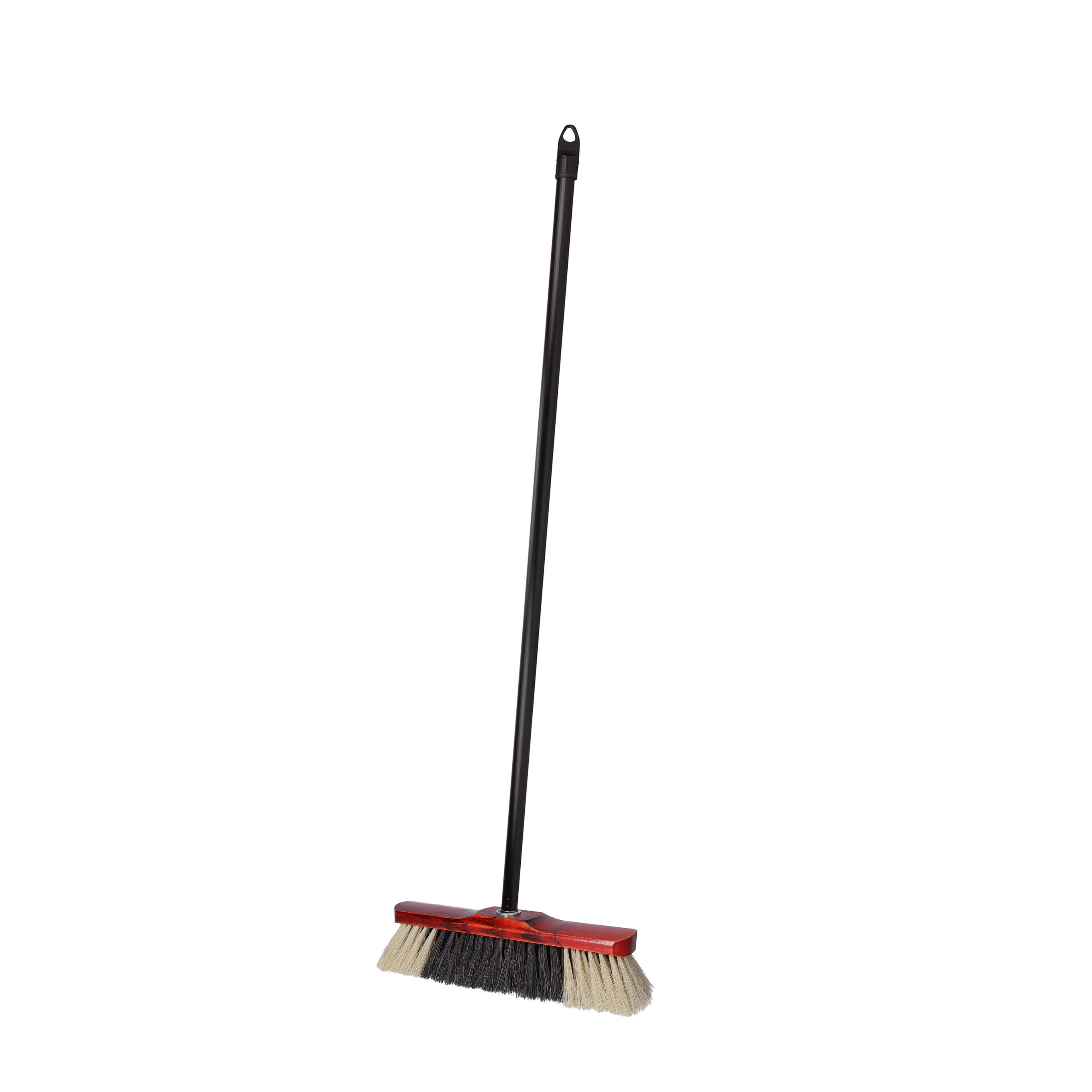 Brumag bezem voor binnen - houten bezemkop rood - breedte 28 cm - steel 130 cm - alle vloeren -