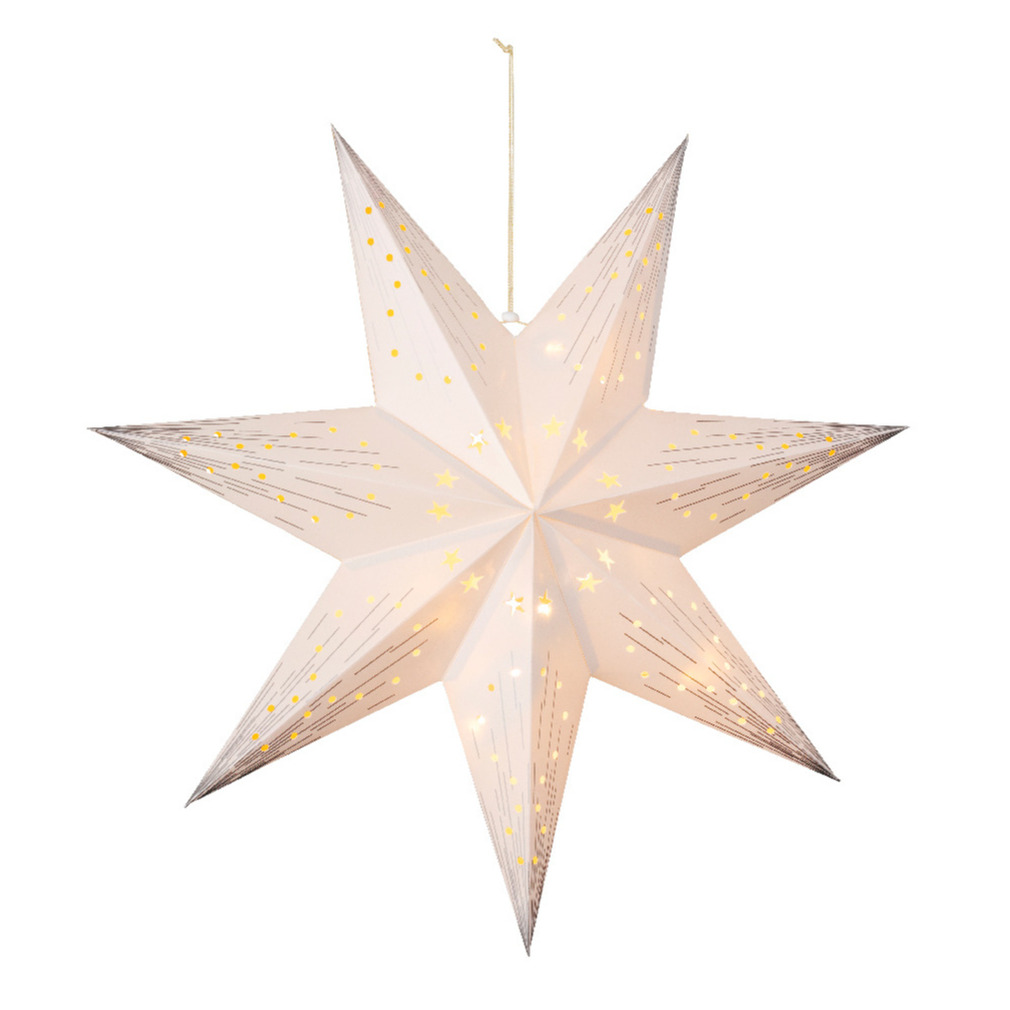 Verlichte kerstster - wit - 40 cm - op batterijen - 10 led lampjes - warm wit -