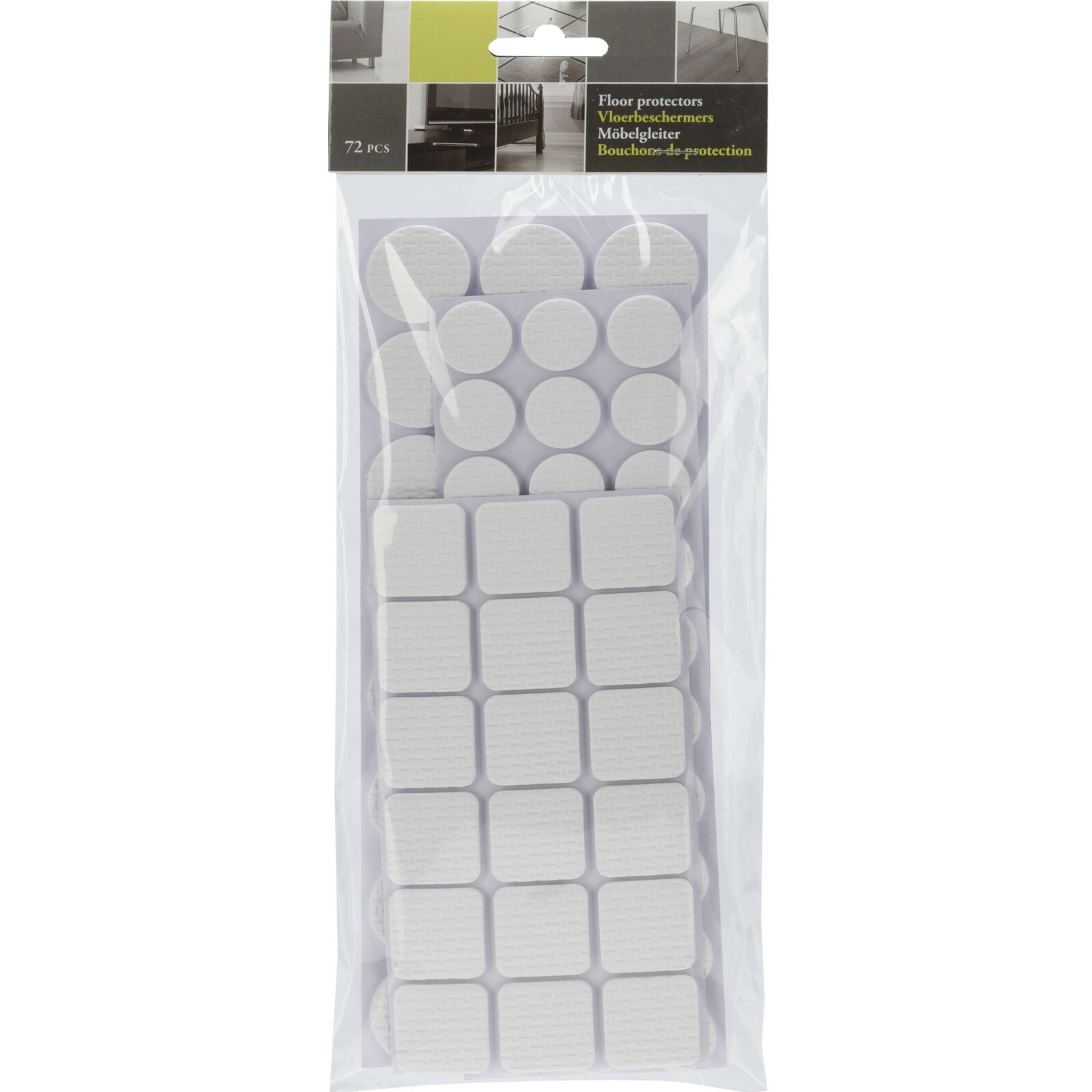Meubelviltjes/antislip beschermers - wit - 72x - kunststof - 3 formaten mix 20/25/28 mm -
