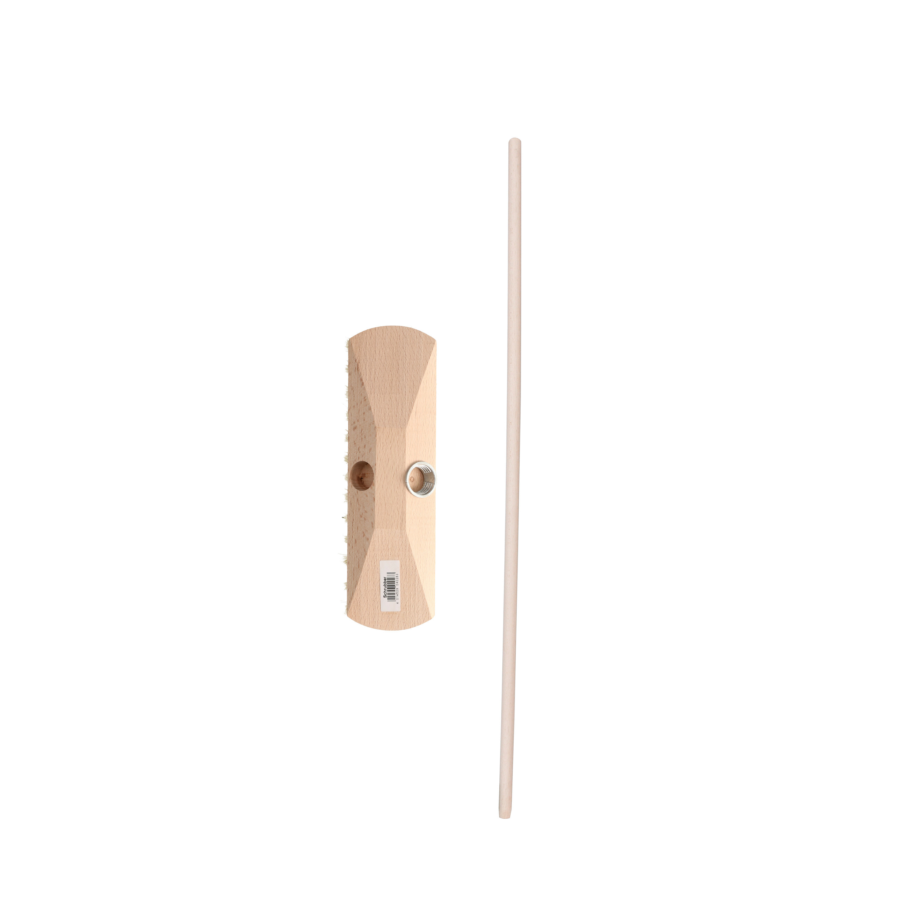 Brumag Luiwagen/schrobber 23 cm - met houten steel 120 cm - schrobborstel - schoonmaakborstel -