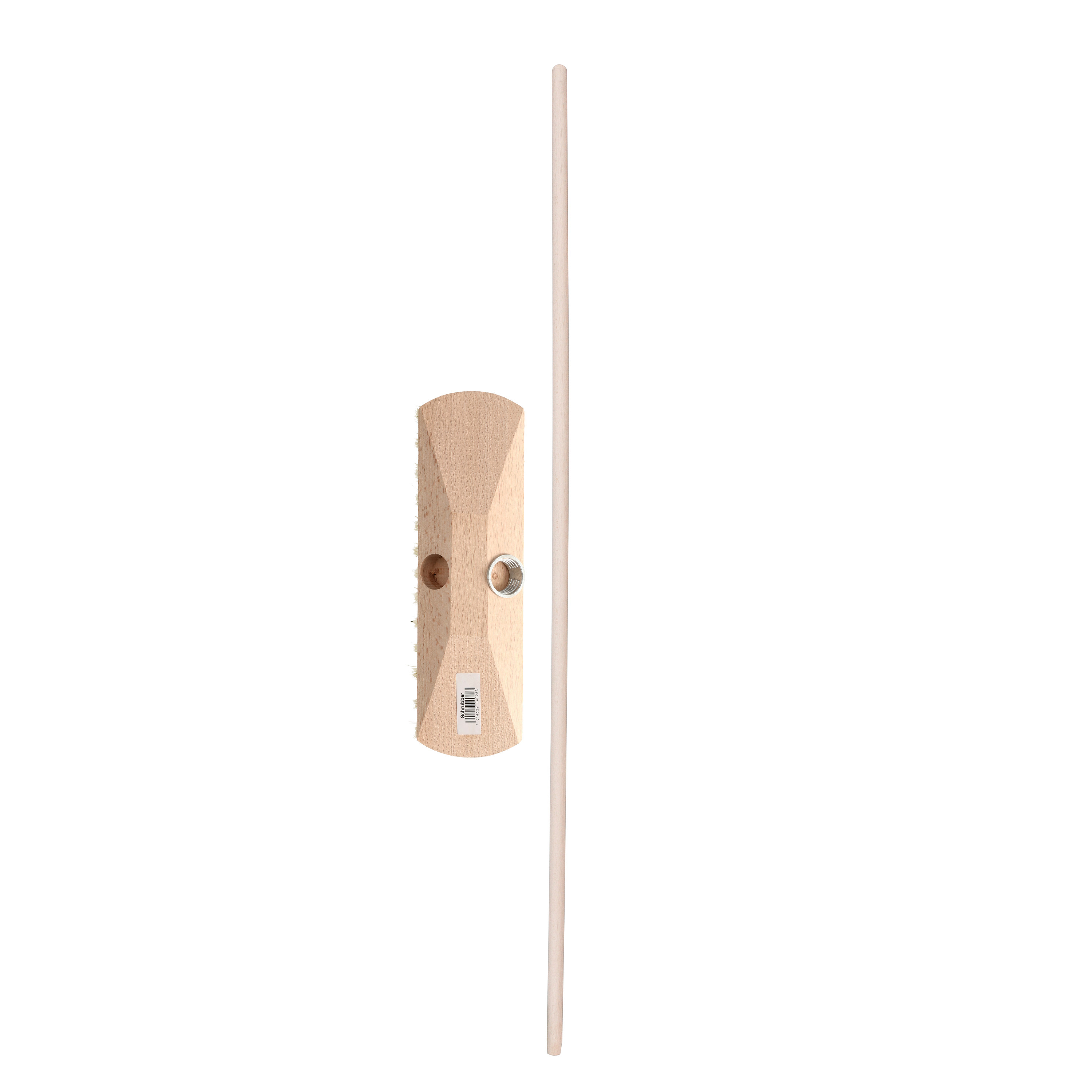 Brumag Luiwagen/schrobber 23 cm - met houten steel 130 cm - schrobborstel - schoonmaakborstel -