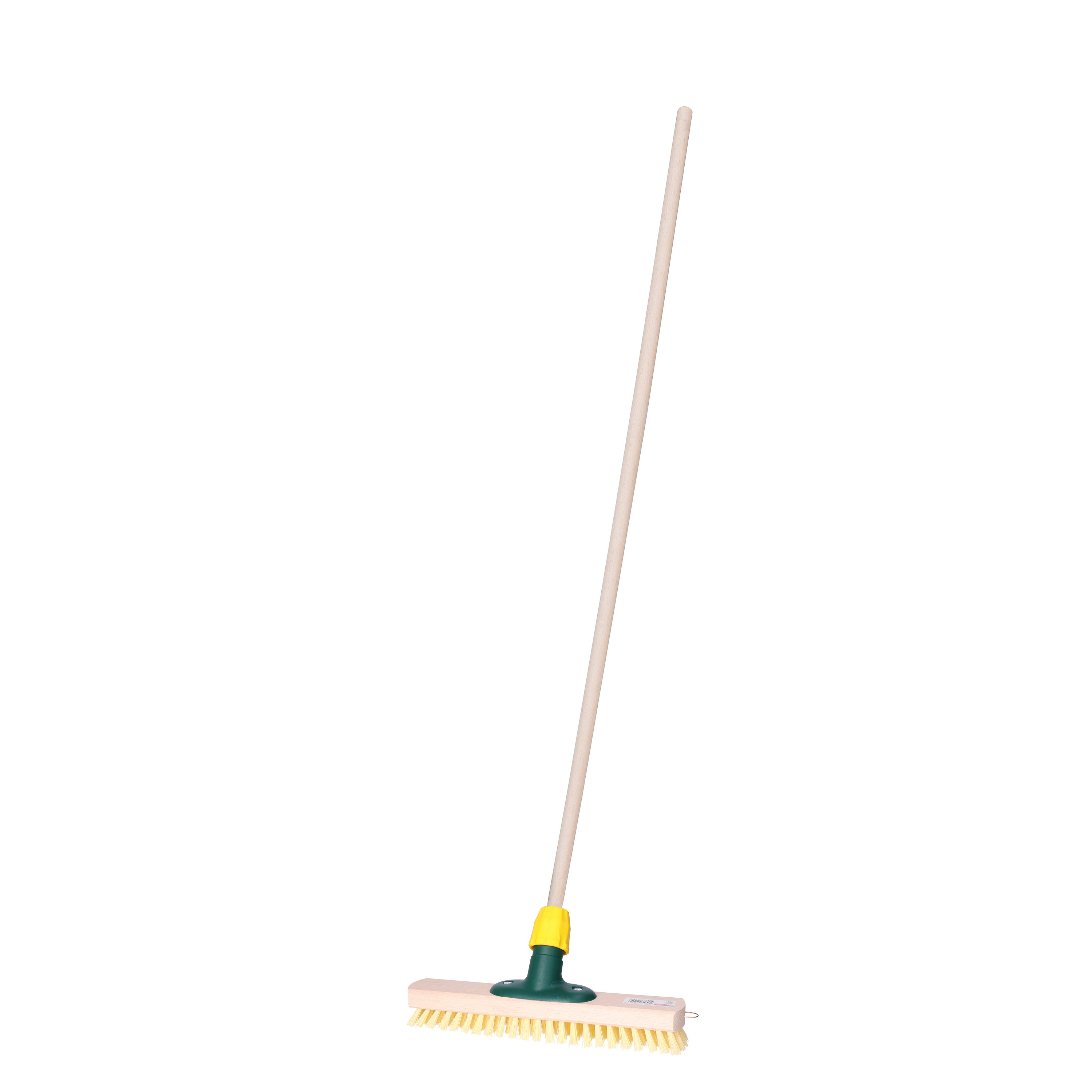 Brumag Luiwagen/schrobber 30 cm - met houten steel 120 cm - harde schrobborstel -
