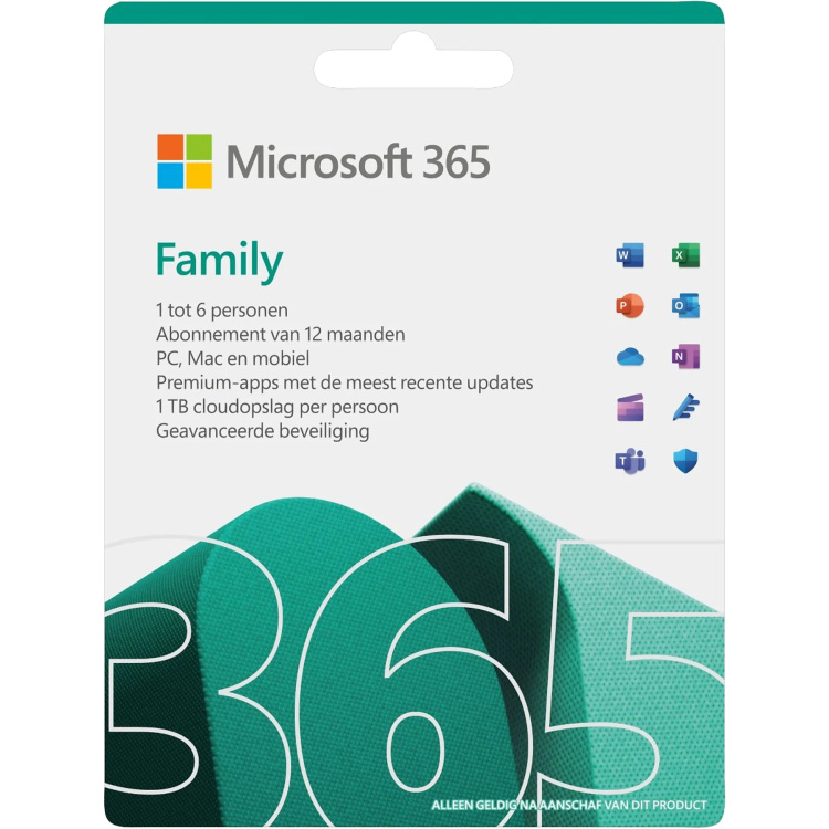 Microsoft Office 365 Family software Nederlands, 1 jaar