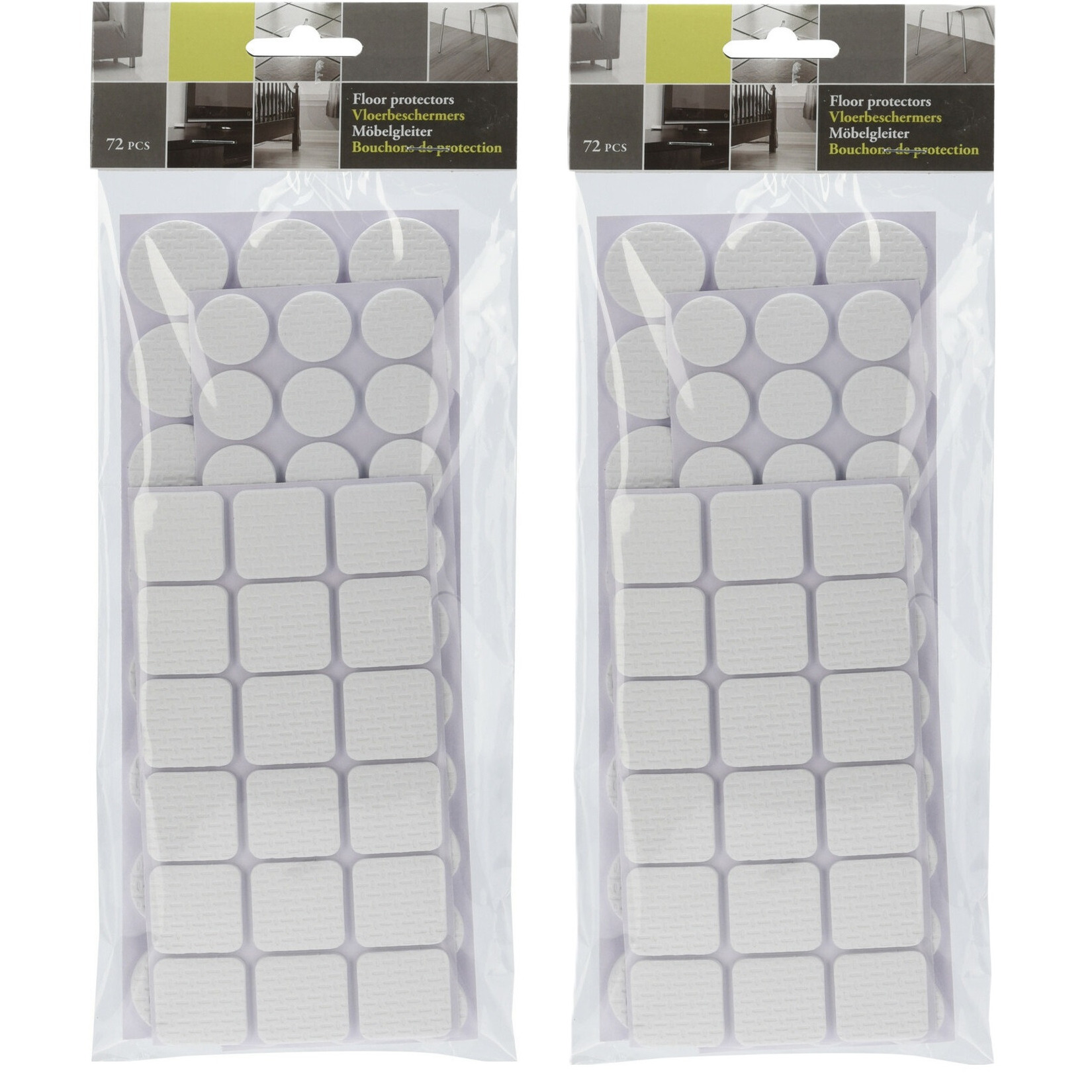 Meubelviltjes/antislip beschermers - grijs - 144x - kunststof - 3 formaten mix 20/25/28 mm -