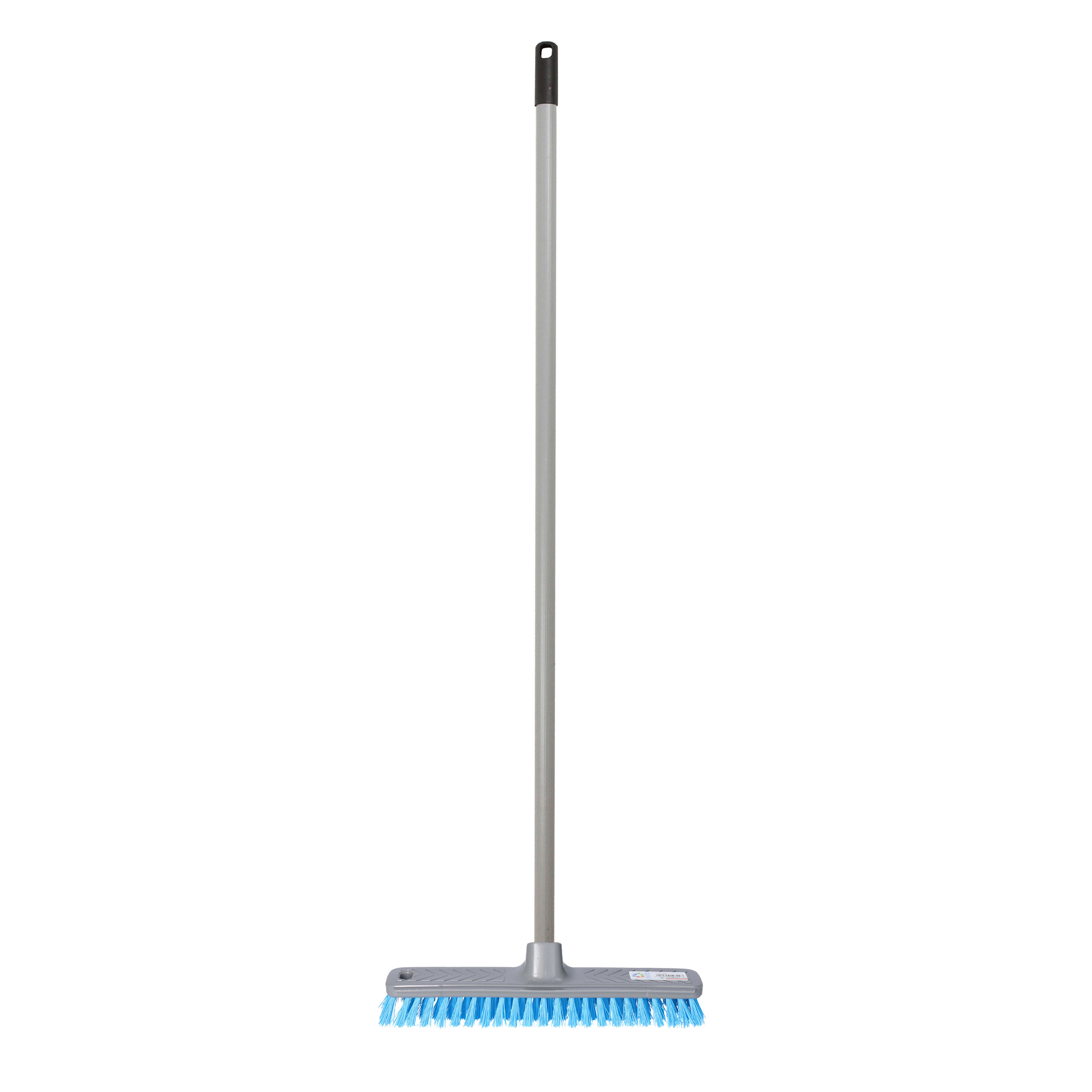 Brumag Luiwagen/schrobber 28 cm - Steel 120 cm - kunststof - grijs/blauw - harde schrobborstel -