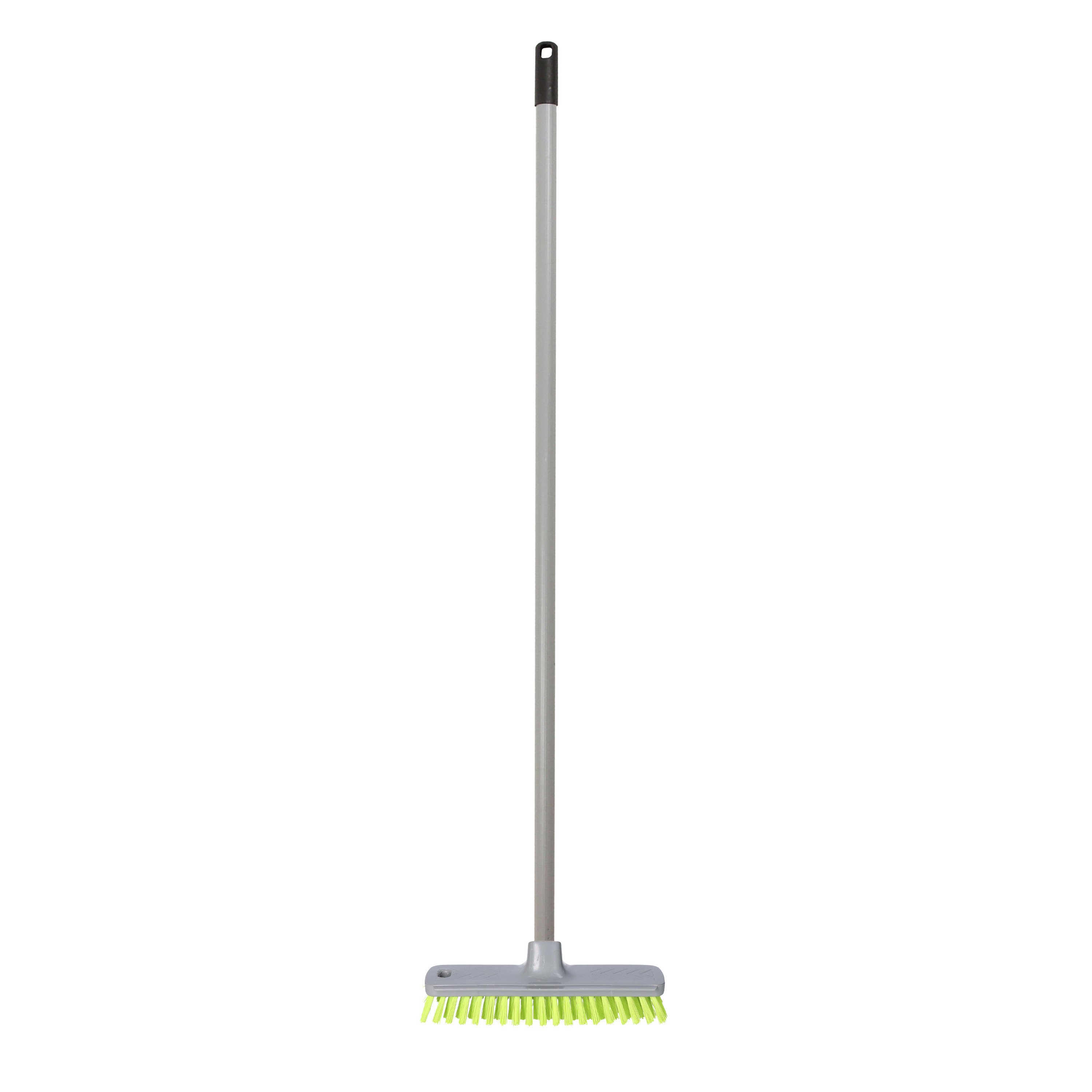 Brumag Luiwagen/schrobber 22 cm - Steel 120 cm - kunststof - grijs/groen - harde schrobborstel -