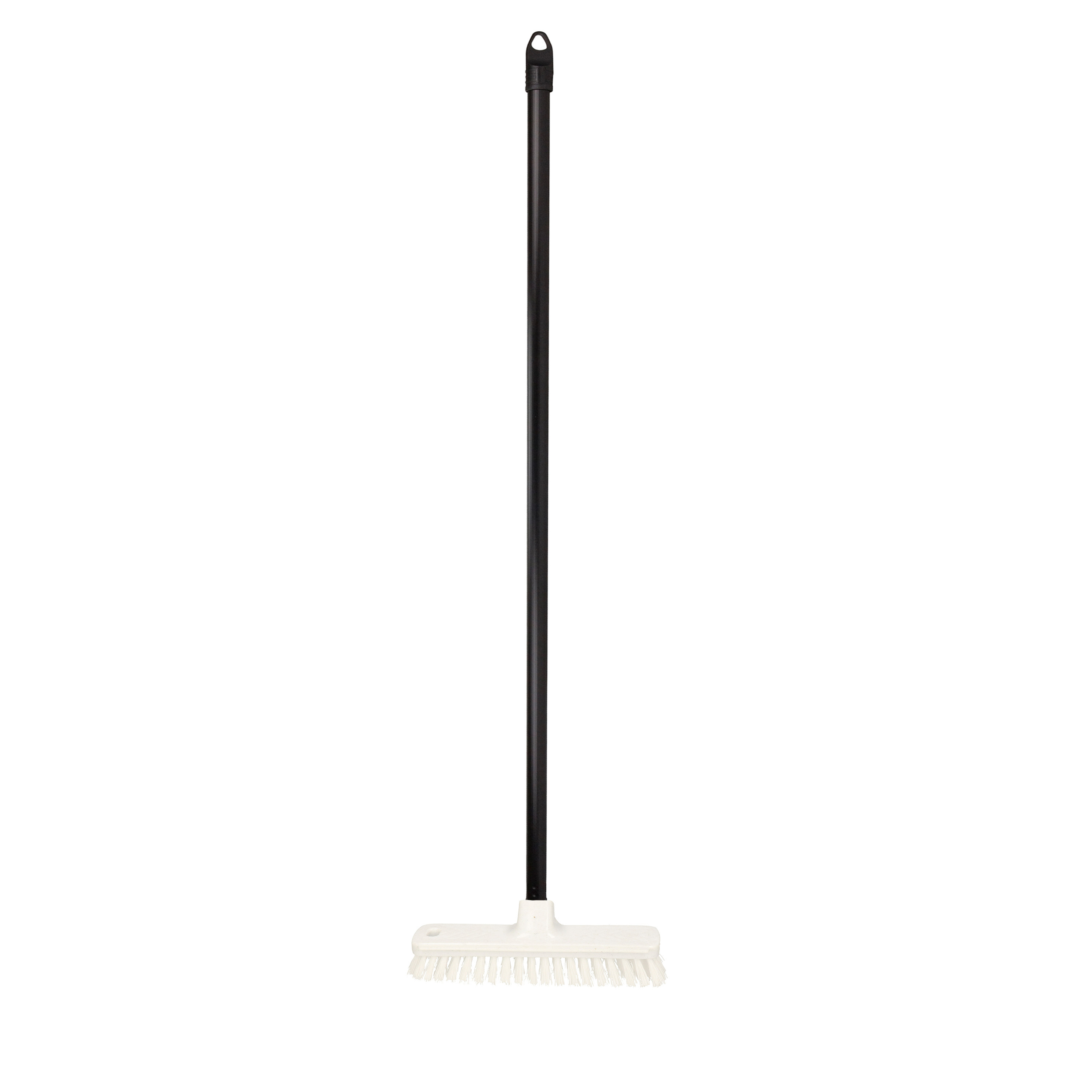 Brumag Luiwagen/schrobber 22 cm - Steel 120 cm - kunststof - zwart/wit - harde schrobborstel -