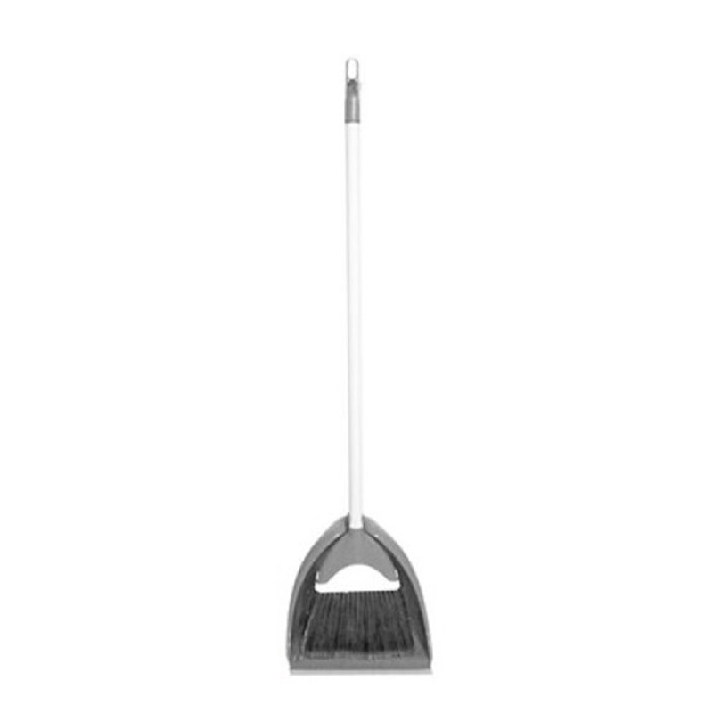 Concorde Stoffer en Blik set met lange steel - grijs - 102 cm - Zachte bezem voor binnen -
