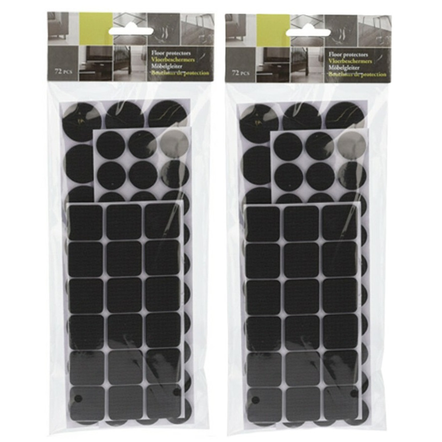 Meubelviltjes/antislip beschermers - zwart - 144x - kunststof - 3 formaten mix 20/25/28 mm -