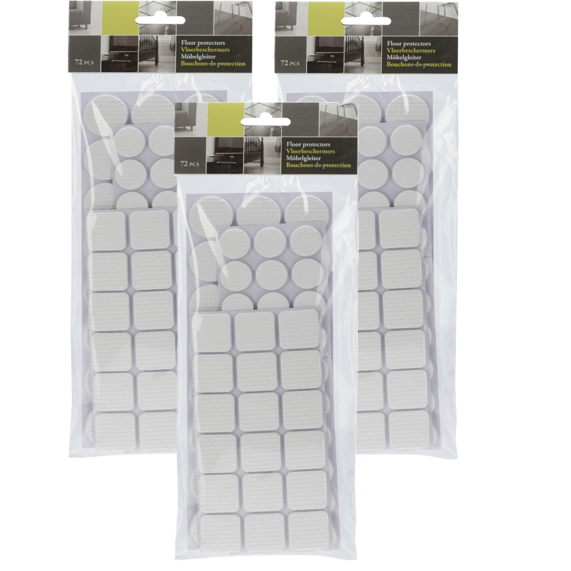 Meubelviltjes/antislip beschermers - grijs - 216x - kunststof - 3 formaten mix 20/25/28 mm -