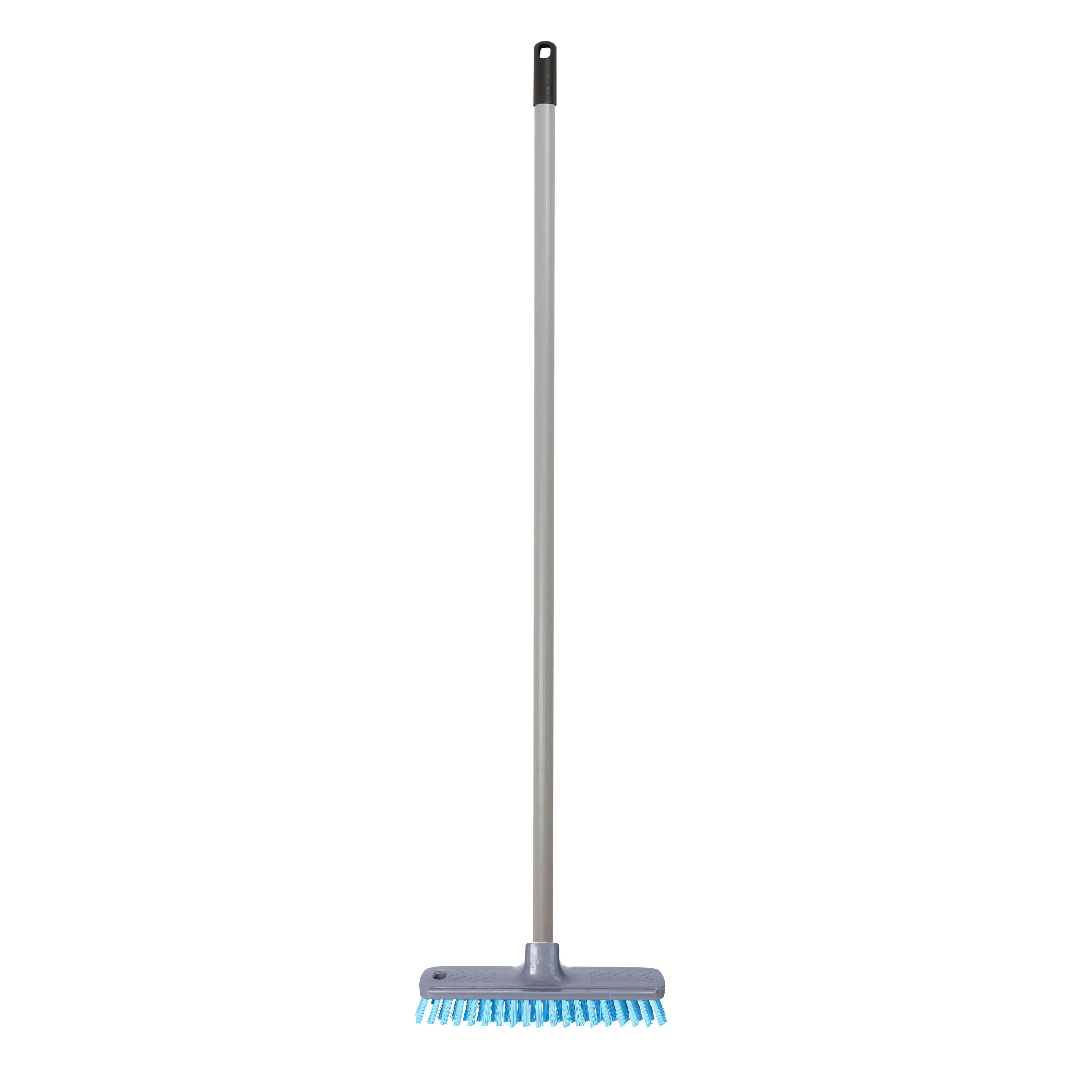Brumag Luiwagen/schrobber 22 cm - Steel 120 cm - kunststof - grijs/blauw - harde schrobborstel -