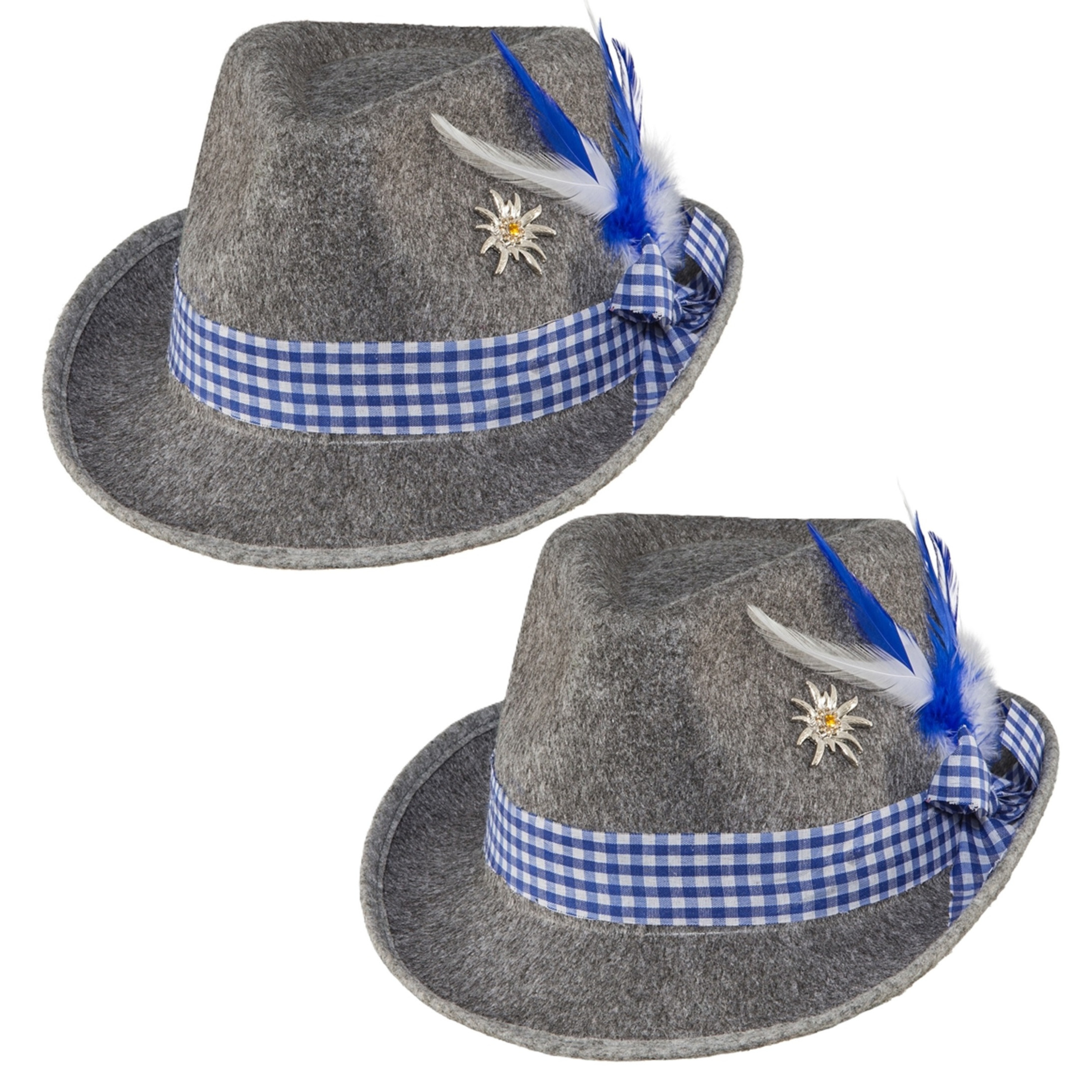 Verkleed hoedje voor Oktoberfest/tiroler - 2x - grijs - volwassenen - Carnaval -