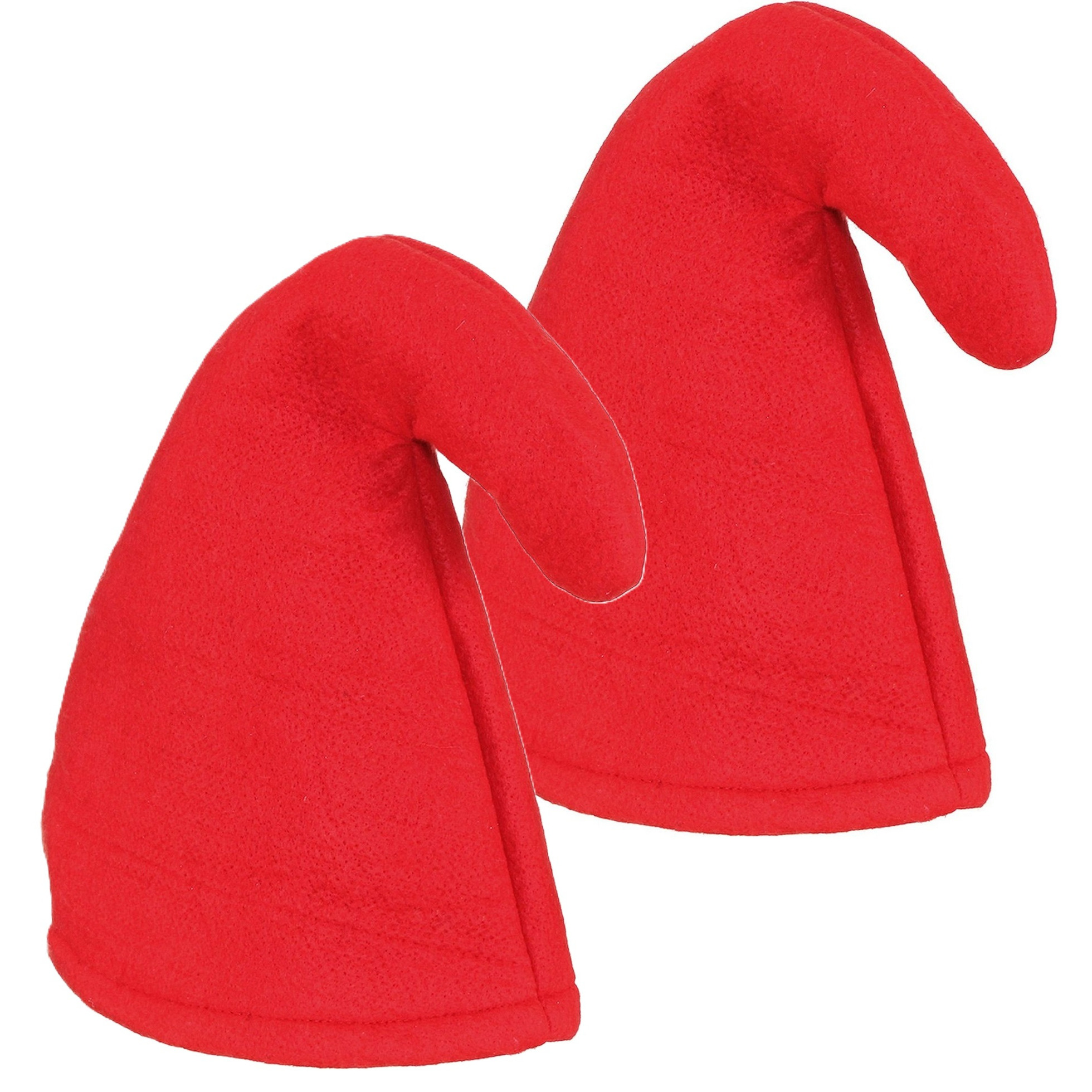Carnaval verkleed hoed Kabouter/dwerg - 2x - puntmuts - rood - volwassenen -
