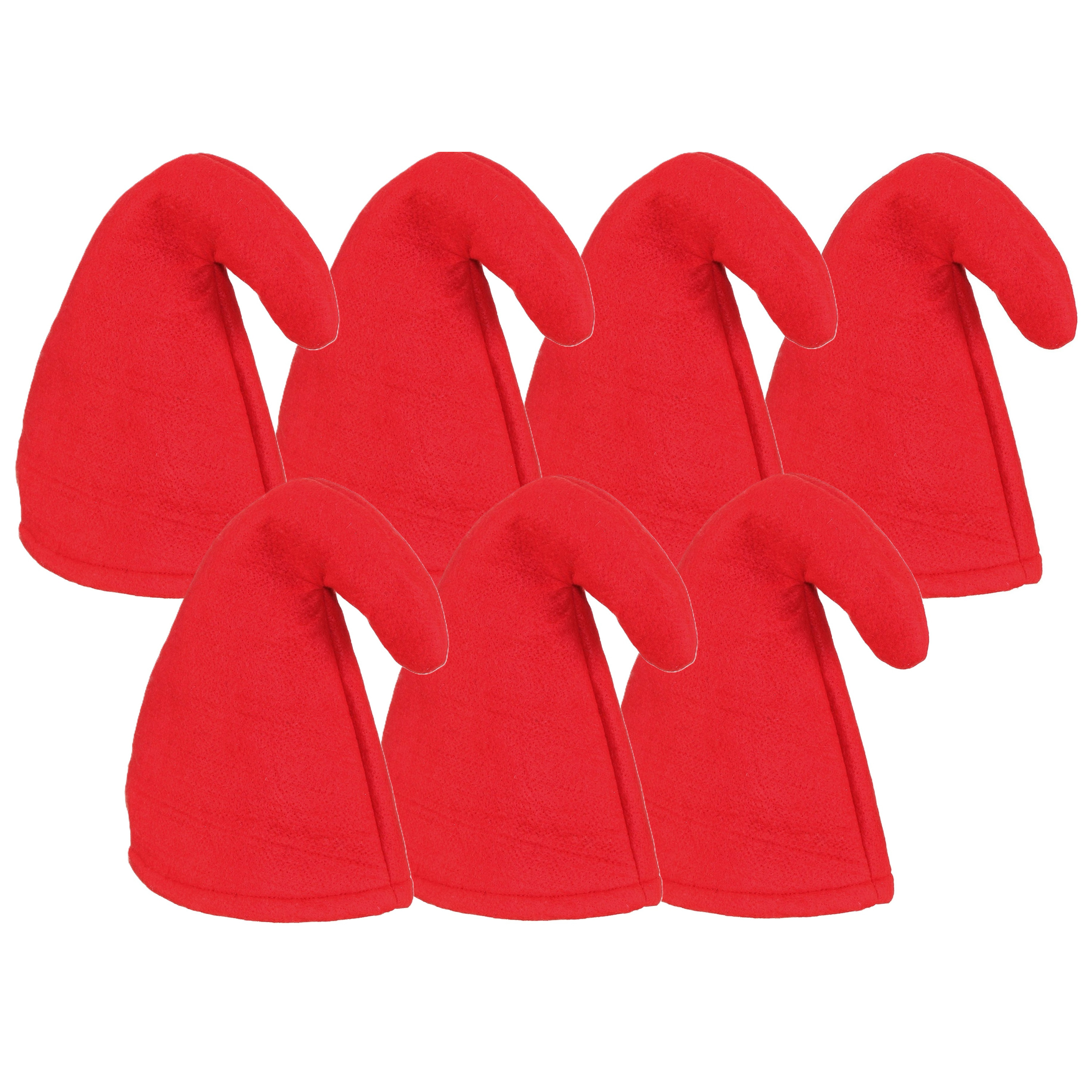 Carnaval verkleed hoed Kabouter/dwerg - 7x - puntmuts - rood - volwassenen -