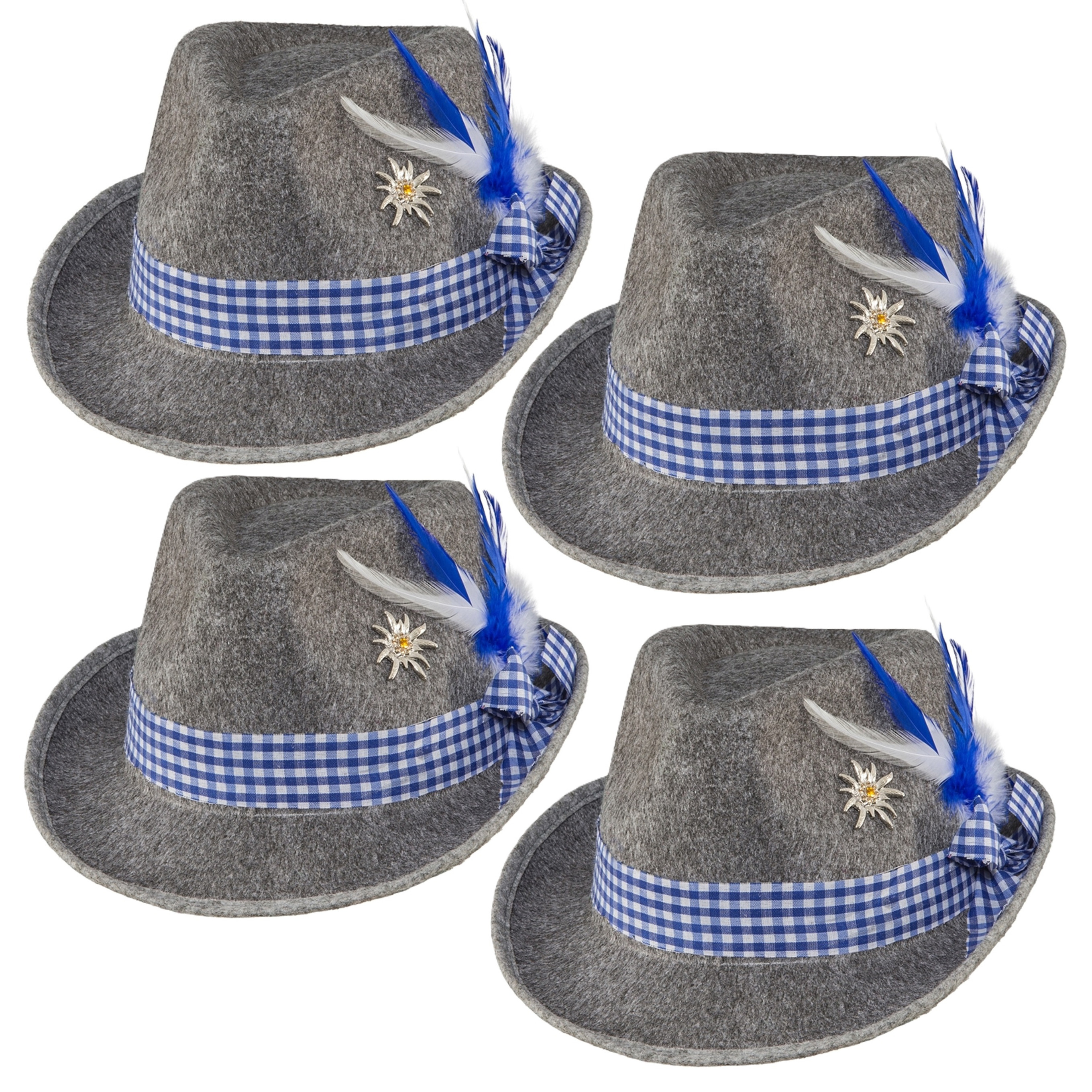 Verkleed hoedje voor Oktoberfest/tiroler - 3x - grijs - volwassenen - Carnaval -