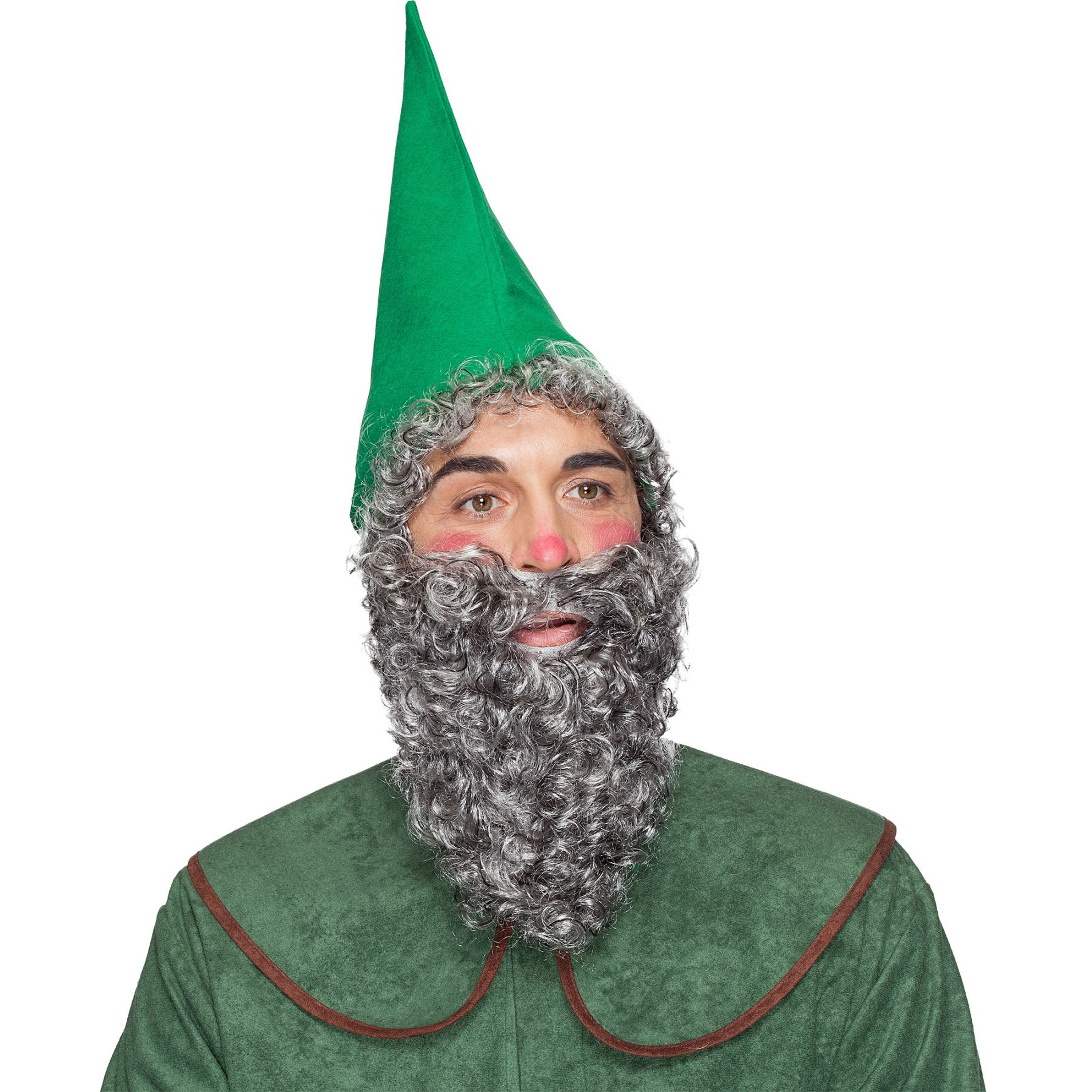 Carnaval verkleed kabouter set - hoed en baard - puntmuts - groen - volwassenen - sprookje -
