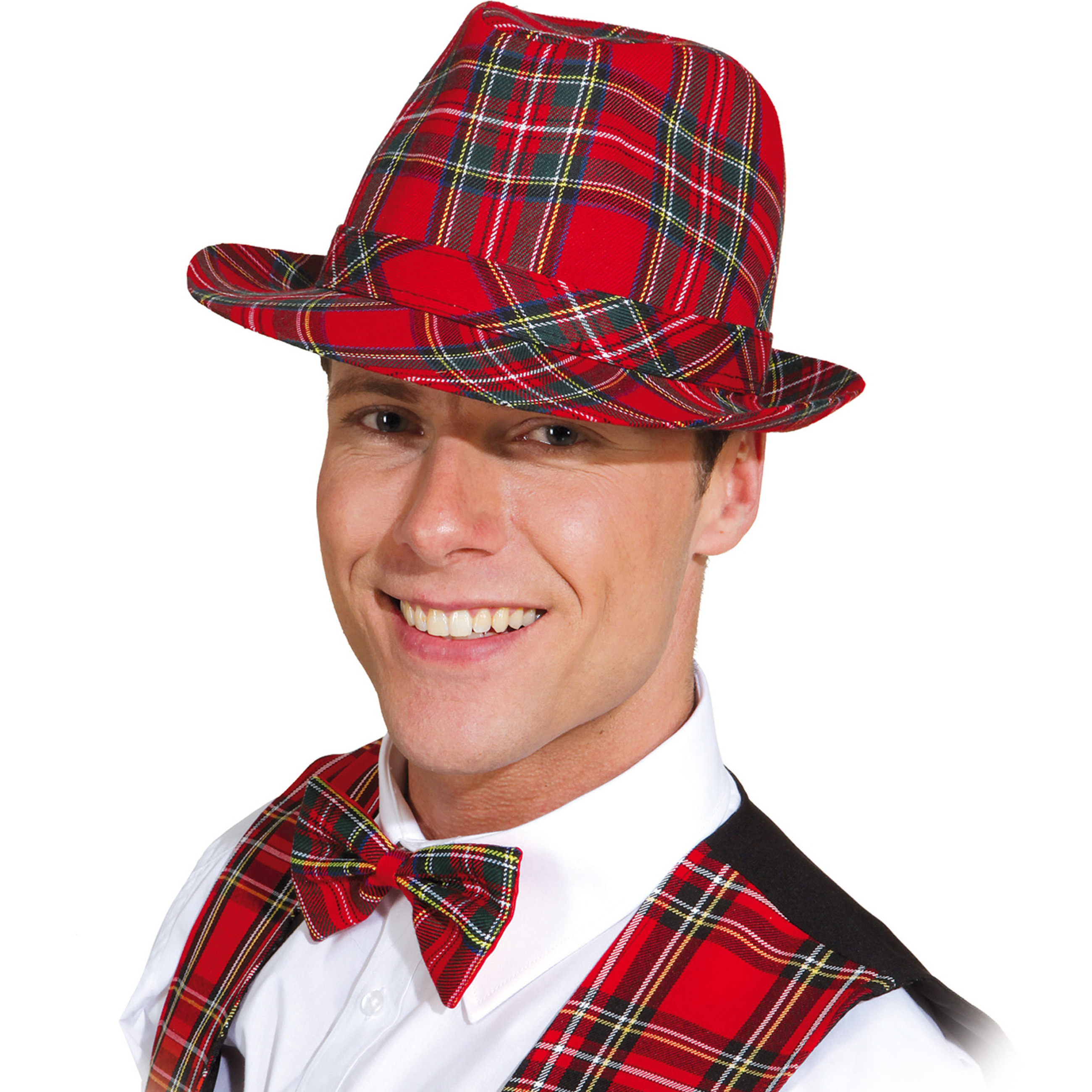 Verkleed hoedje voor Schots thema feest - Schotse hoed - rood - volwassenen - Carnaval -