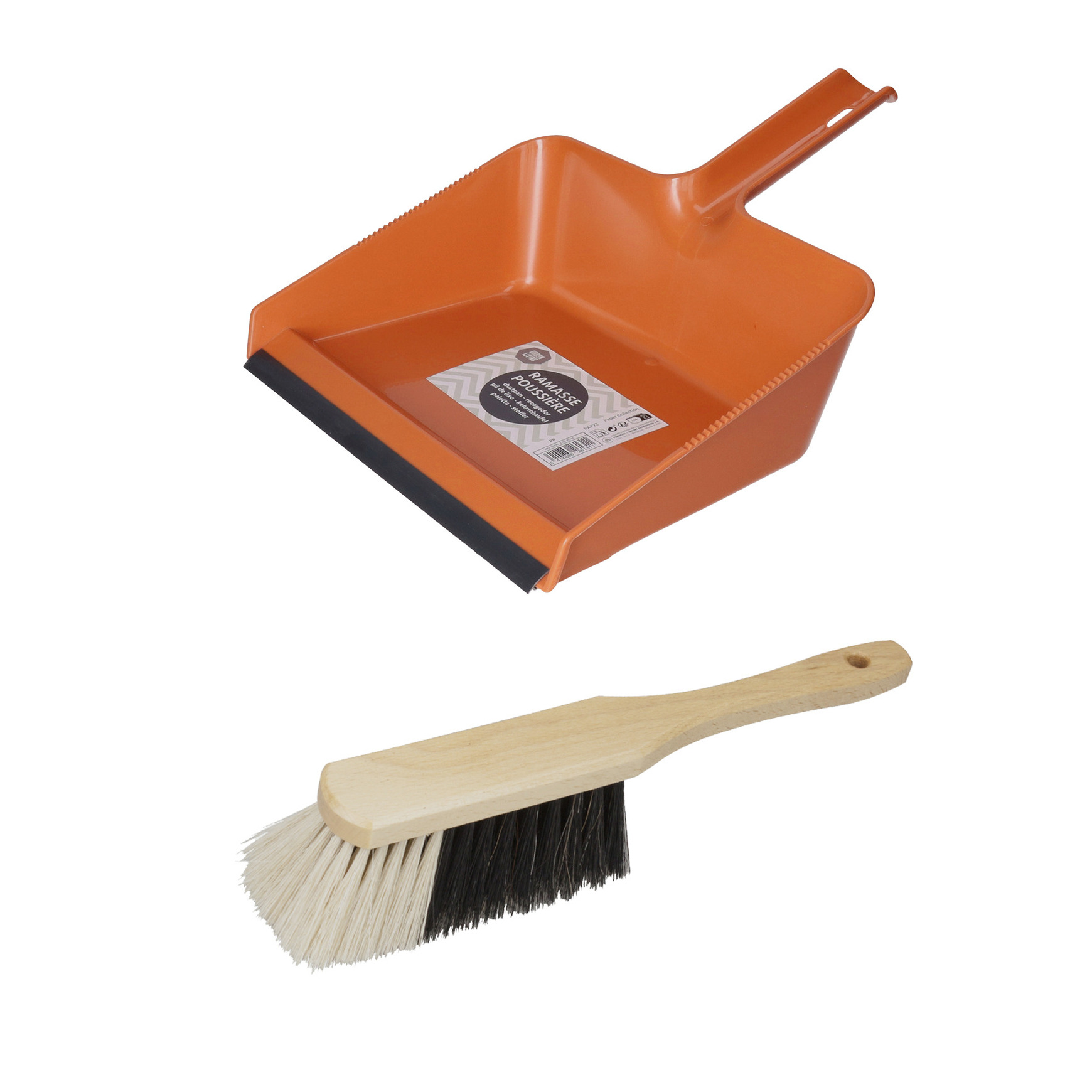 Stoffer en blik set Freya - blik kunststof - terra - 38 x 30 cm - borstel hout 30 cm -