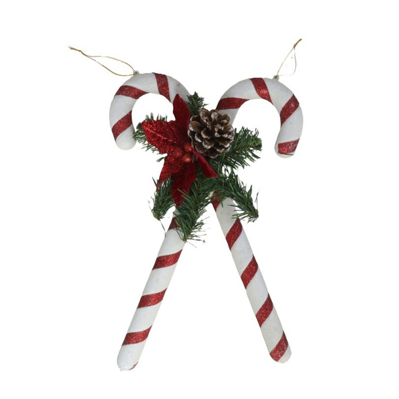 Decoratie zuurstokken - kunststof - 35 x 25 cm - wit/rood - kerstornamenten -