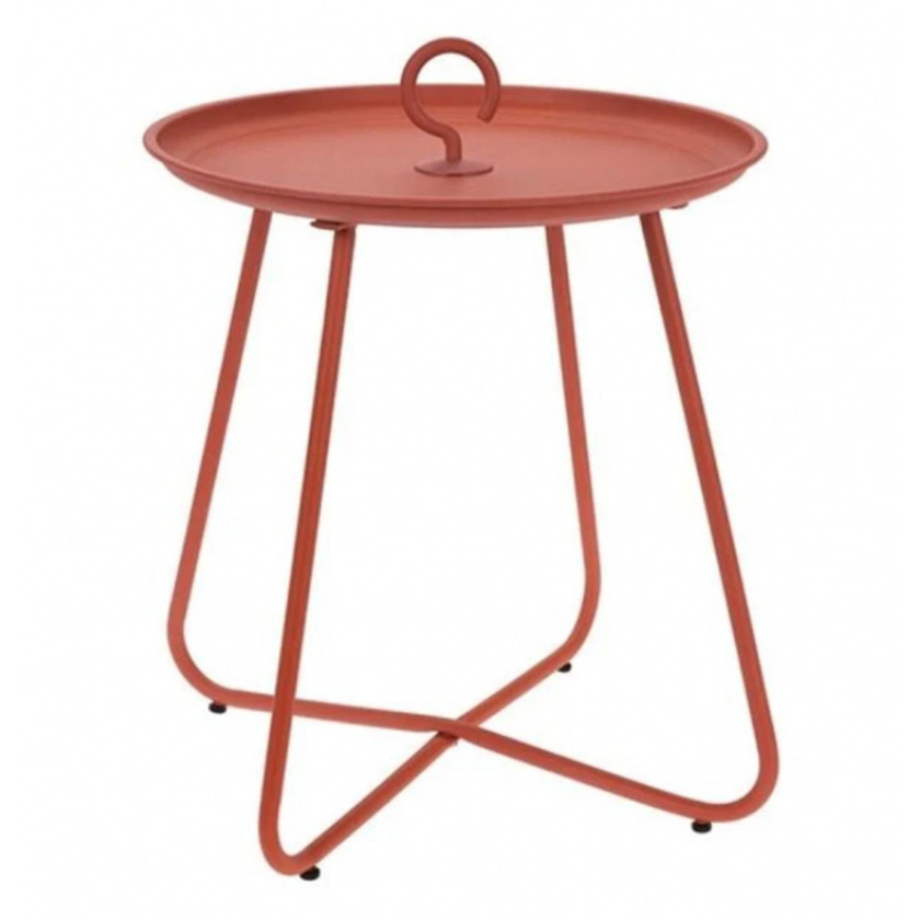 Bijzettafel/koffietafel Fleur - rond - metaal - terracotta - D40 x H46 cm - voor binnen/buiten -