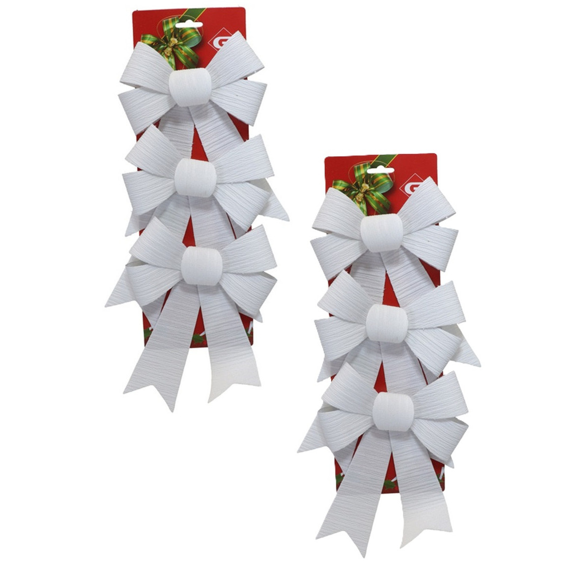 Kerst ornamenten strikken - 6x st - wit - 15 x 24 cm - kerstboomstrikjes -