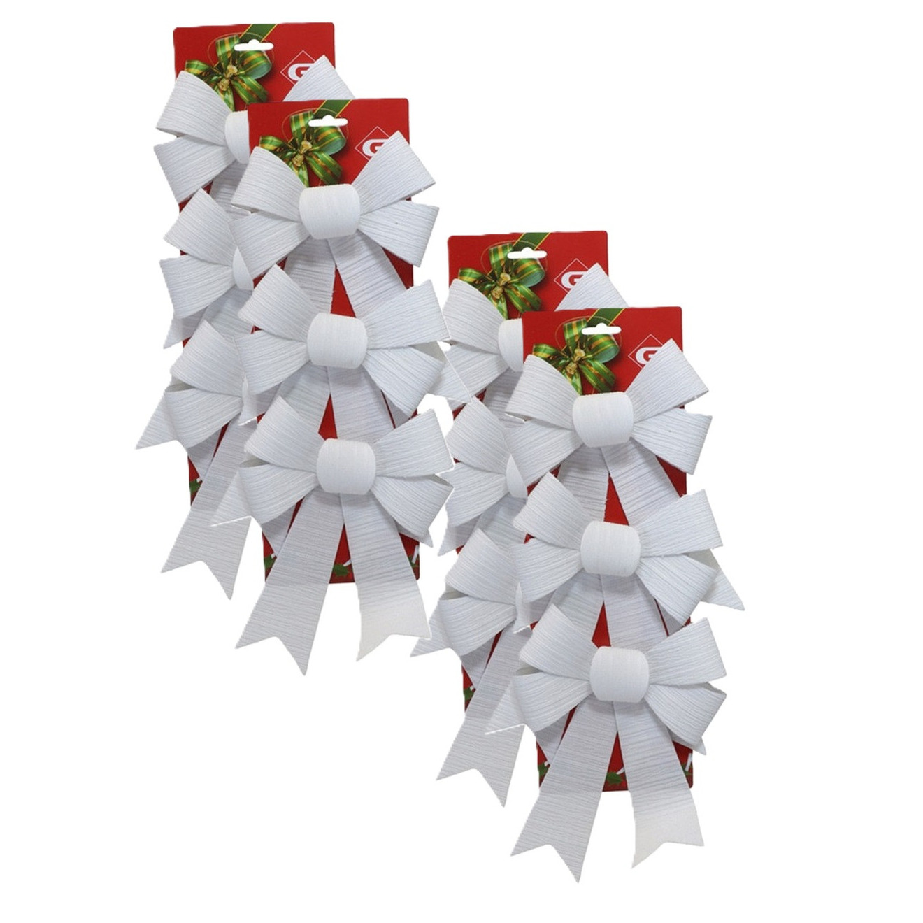 Kerst ornamenten strikken - 12x st - wit - 15 x 24 cm - kerstboomstrikjes -