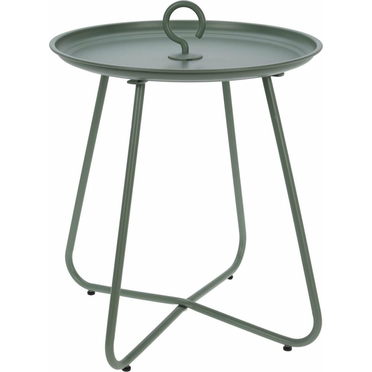 Bijzettafel/koffietafel Fleur - rond - metaal - olijfgroen - D40 x H46 cm - voor binnen/buiten -