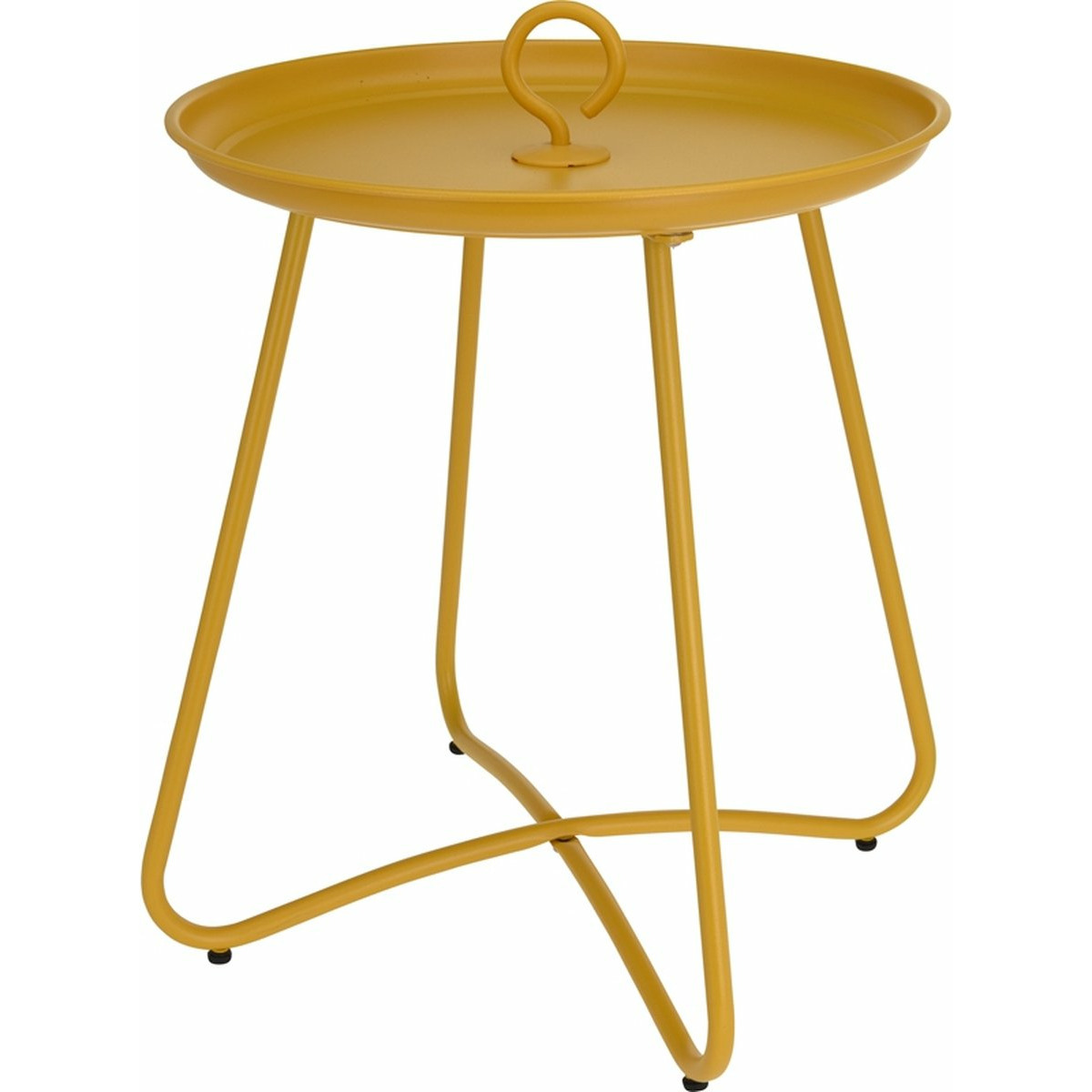 Bijzettafel/koffietafel Fleur - rond - metaal - mosterd geel - D40 x H46 cm - voor binnen/buiten -