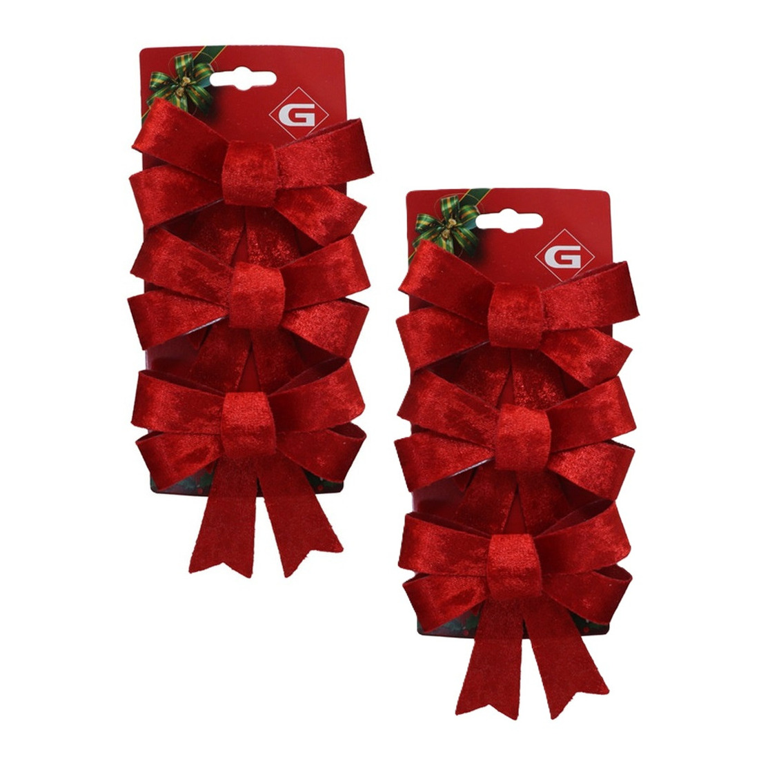 Kerstornamenten strikken - 12x st - velvet rood - 10 x 13 cm - kerstboomstrikjes -