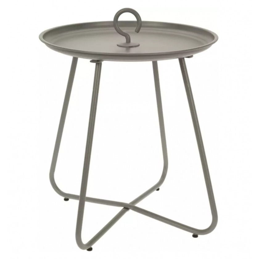 Bijzettafel/koffietafel Fleur - rond - metaal - taupe - D40 x H46 cm - voor binnen/buiten -
