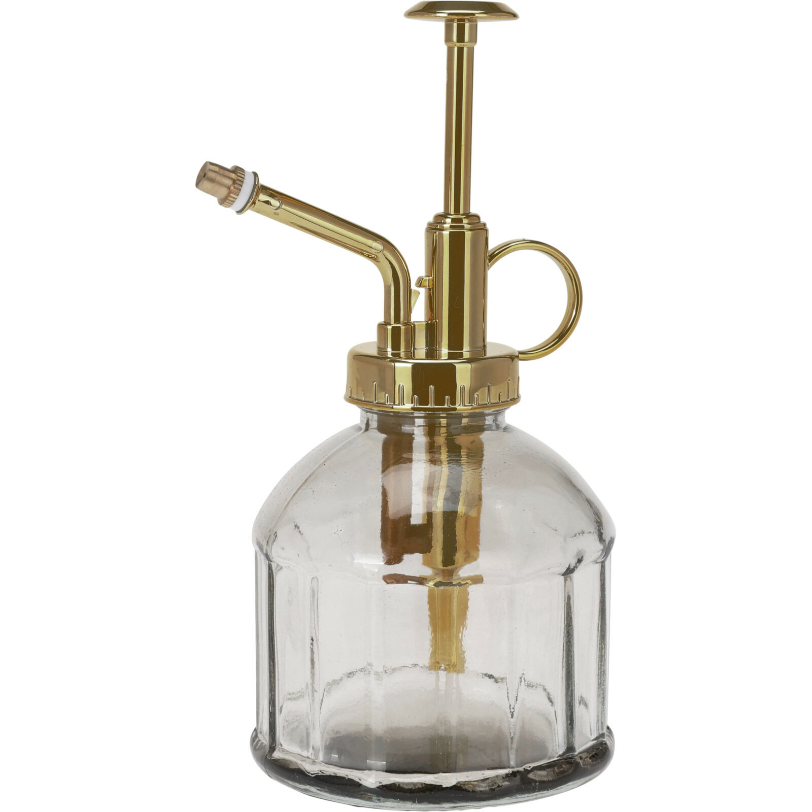 Plantenspuit - water vernevelaar - glas - grijs/goud - 16 cm - vintage look -