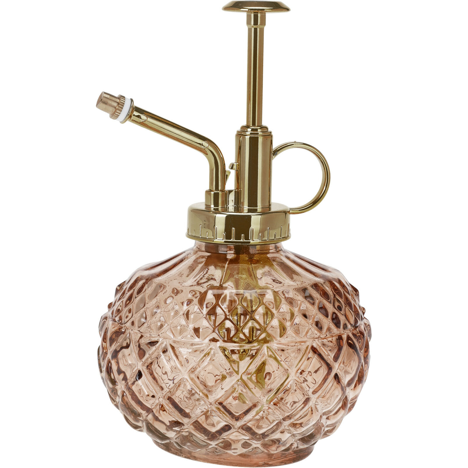 Plantenspuit - water vernevelaar - relief glas - bruin/goud - 16 cm - vintage look -