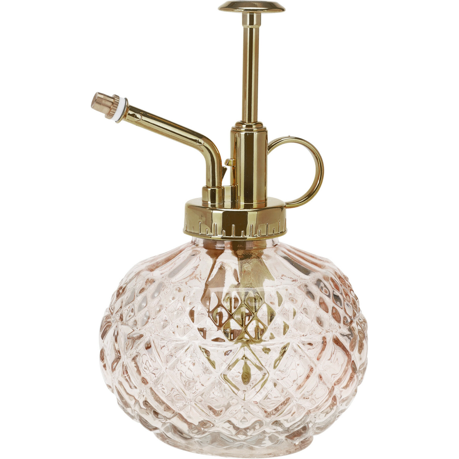 Plantenspuit - water vernevelaar - relief glas - beige/goud - 16 cm - vintage look -