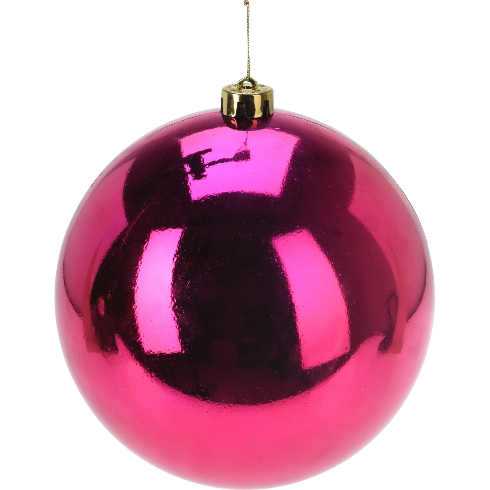 Grote decoratie kerstbal - fuchsia roze - 18 cm - kunststof - glimmend - kerstversiering -