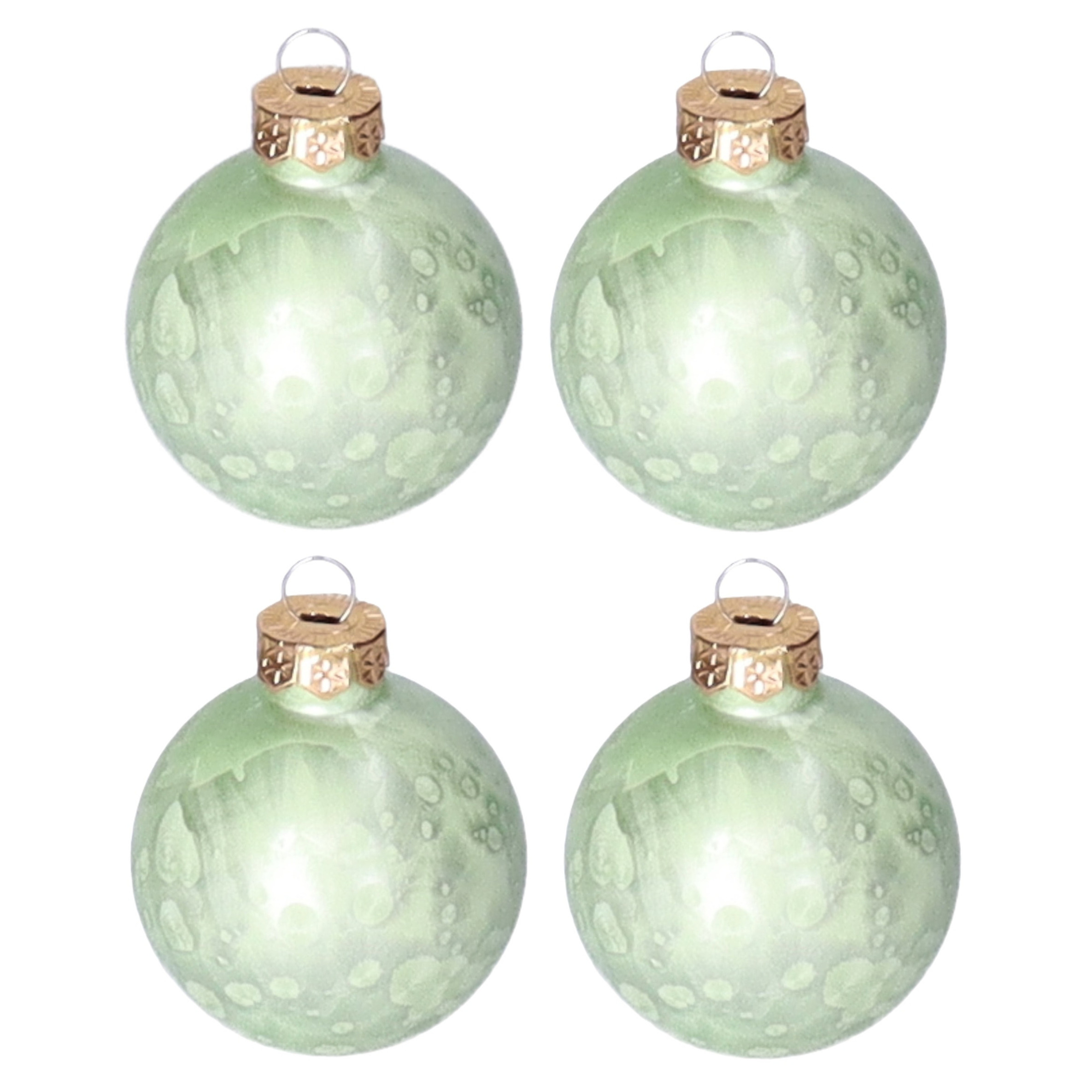 Luxe kerstballen - 12x stuks - 6 cm - groen - glas - ice finish - kerstversiering -